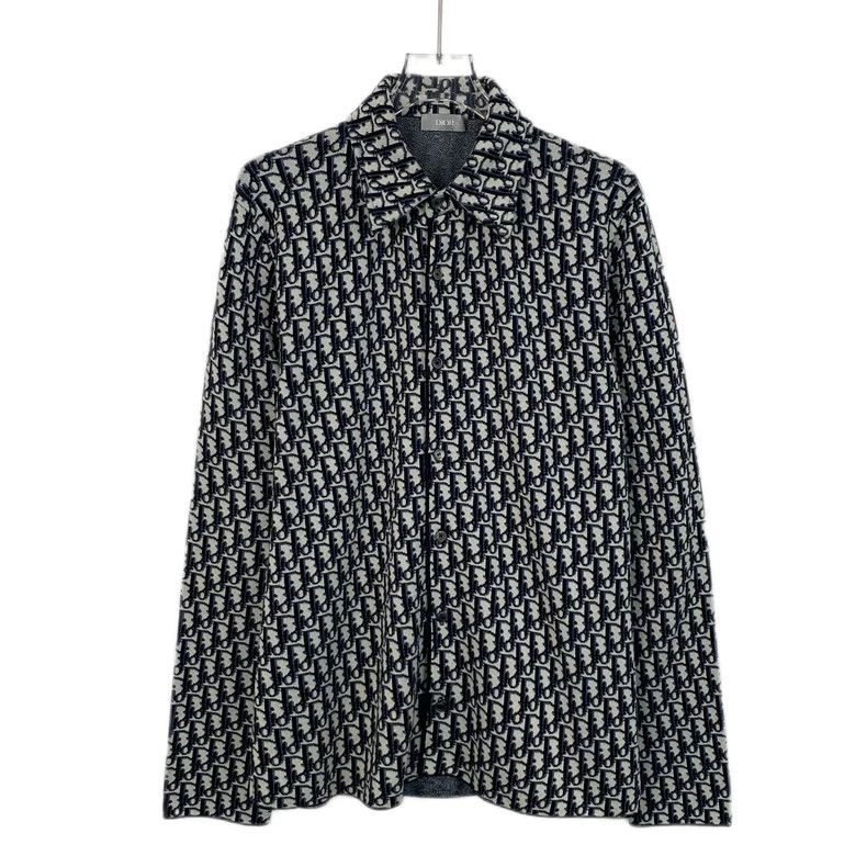 Dior Blue logo letter full print cotton lapel long-sleeved