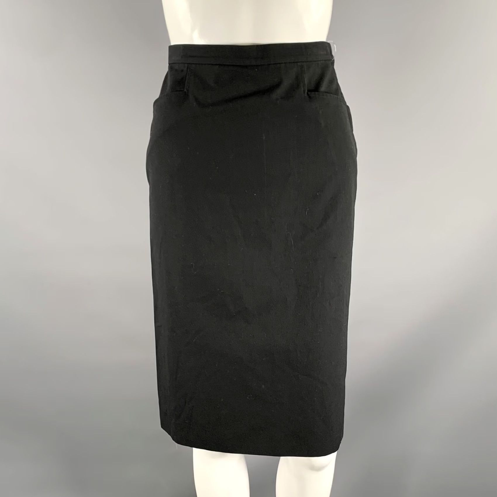 Miu Miu MIU MIU Size 2 Black Polyester Knee-Length Skirt Women Size 26" / US 2 / IT 38 - 2 Thumbnail