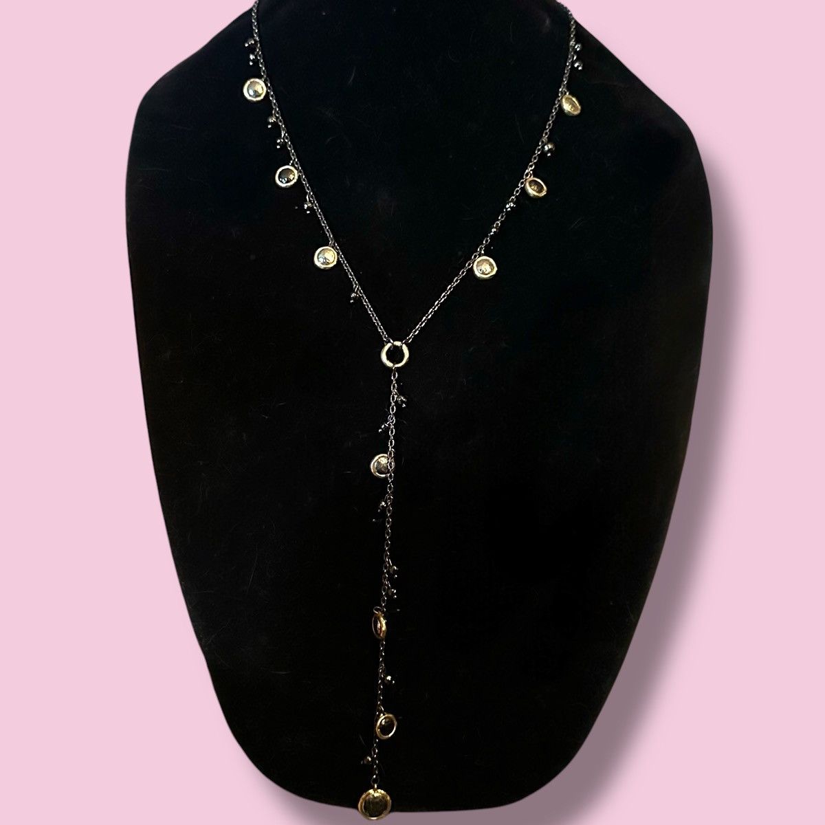 Chicos Chico’s dark silver tone hammered disc dangles Y necklace Size ONE SIZE - 1 Thumbnail