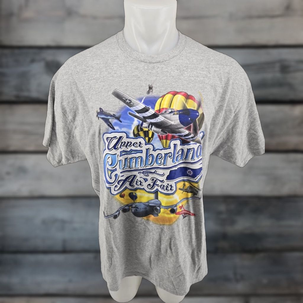 Gildan VINTAGE Upper Cumberland Air Fair TN T-Shirt XL Gray Mens Short Sleeve Cotton Graphic Print Size US XL / EU 56 / 4 - 1 Thumbnail