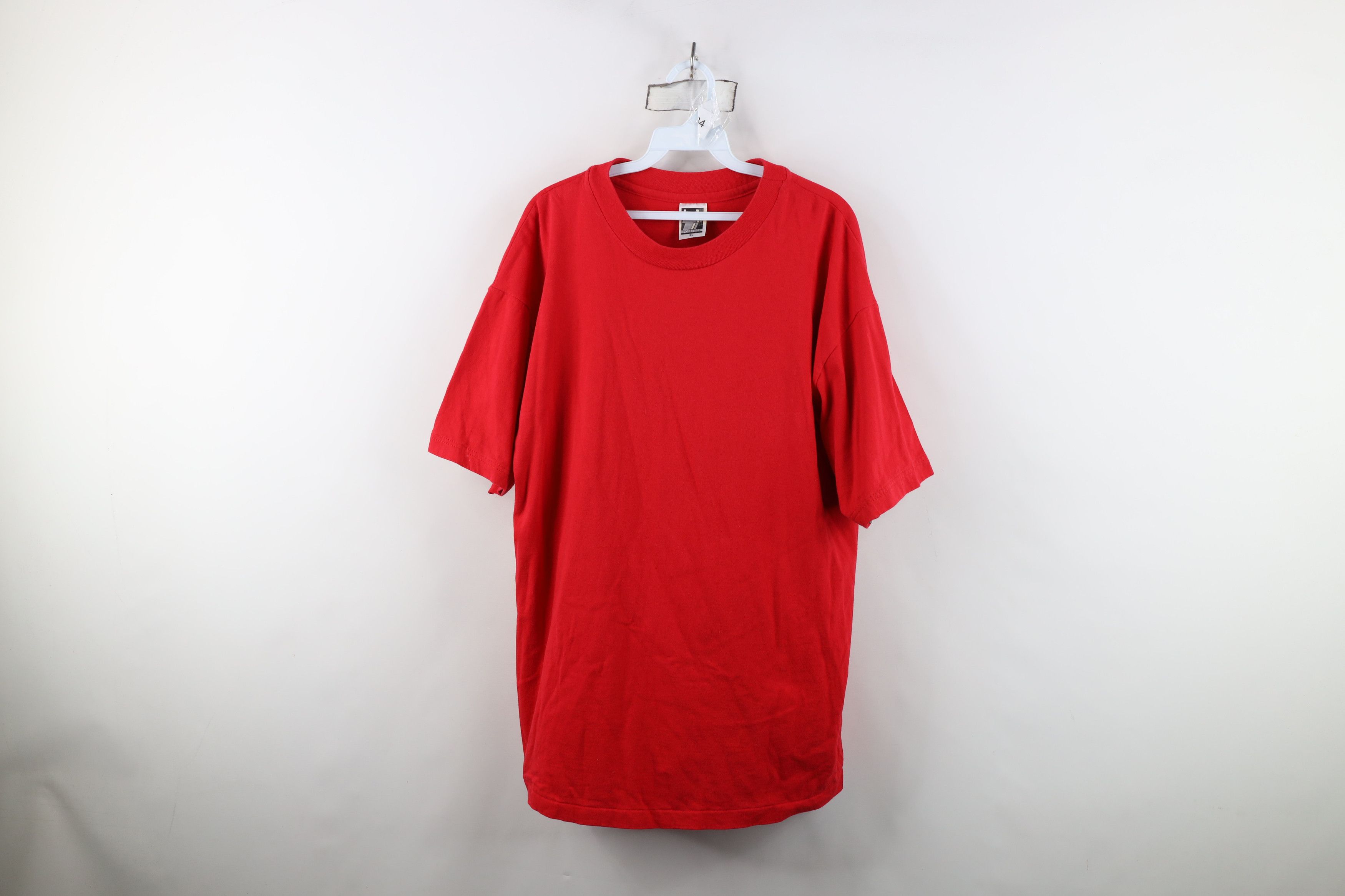 Vintage Vintage 90s Streetwear Heavyweight Cotton T-Shirt Red USA Size US XL / EU 56 / 4 - 1 Thumbnail