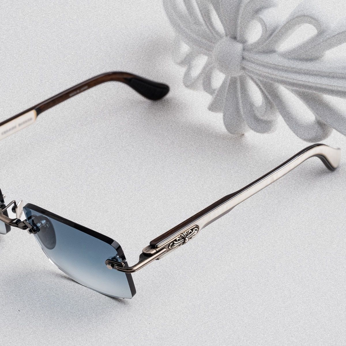 Chrome Hearts CHROME HEARTS DEEP II ANTIQUE SILVER - WHITE EBONY WOOD PIANO VARNISH SUNGLASSES Size ONE SIZE - 3 Thumbnail