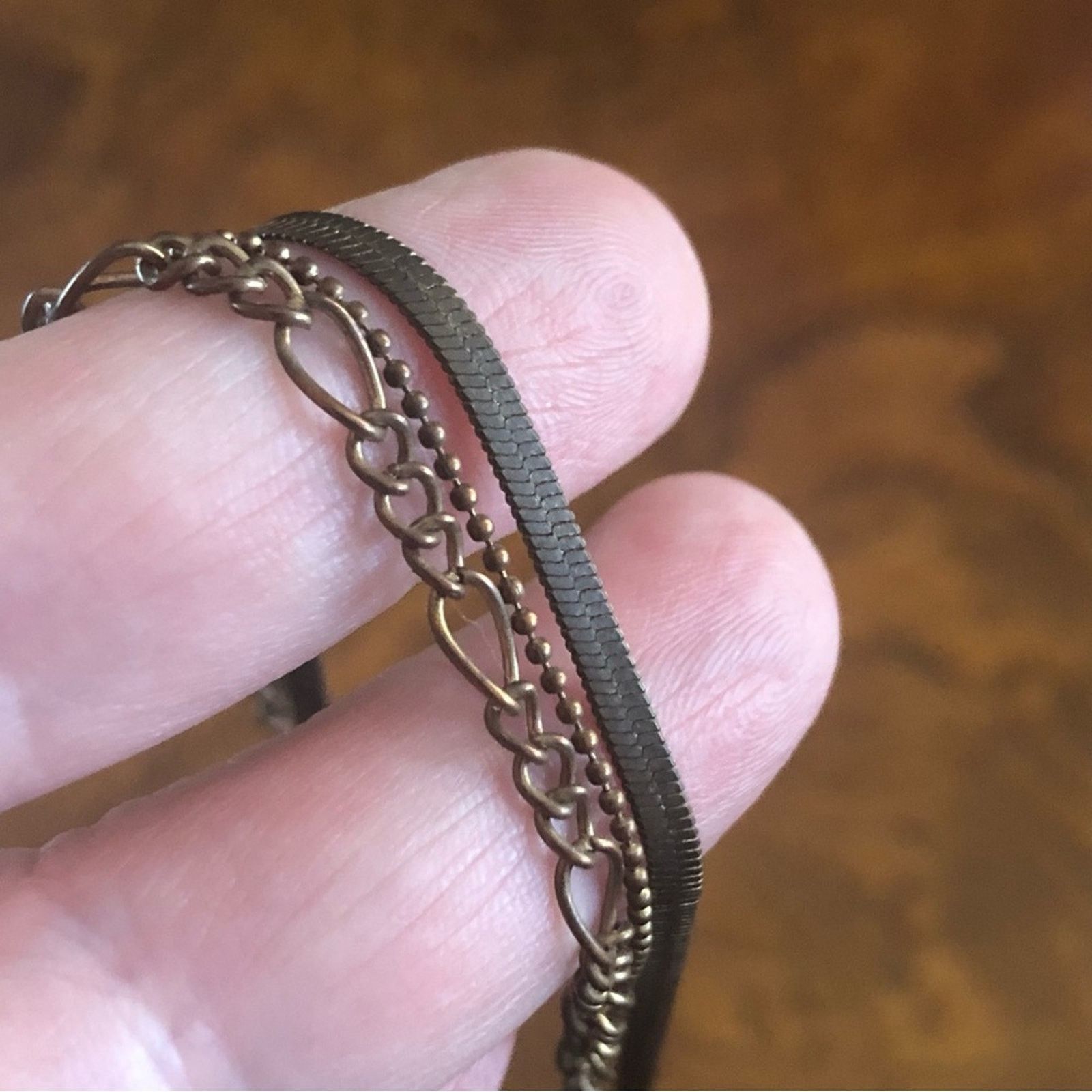 Vintage Vintage triple strand brass chain necklace Size ONE SIZE - 10 Thumbnail