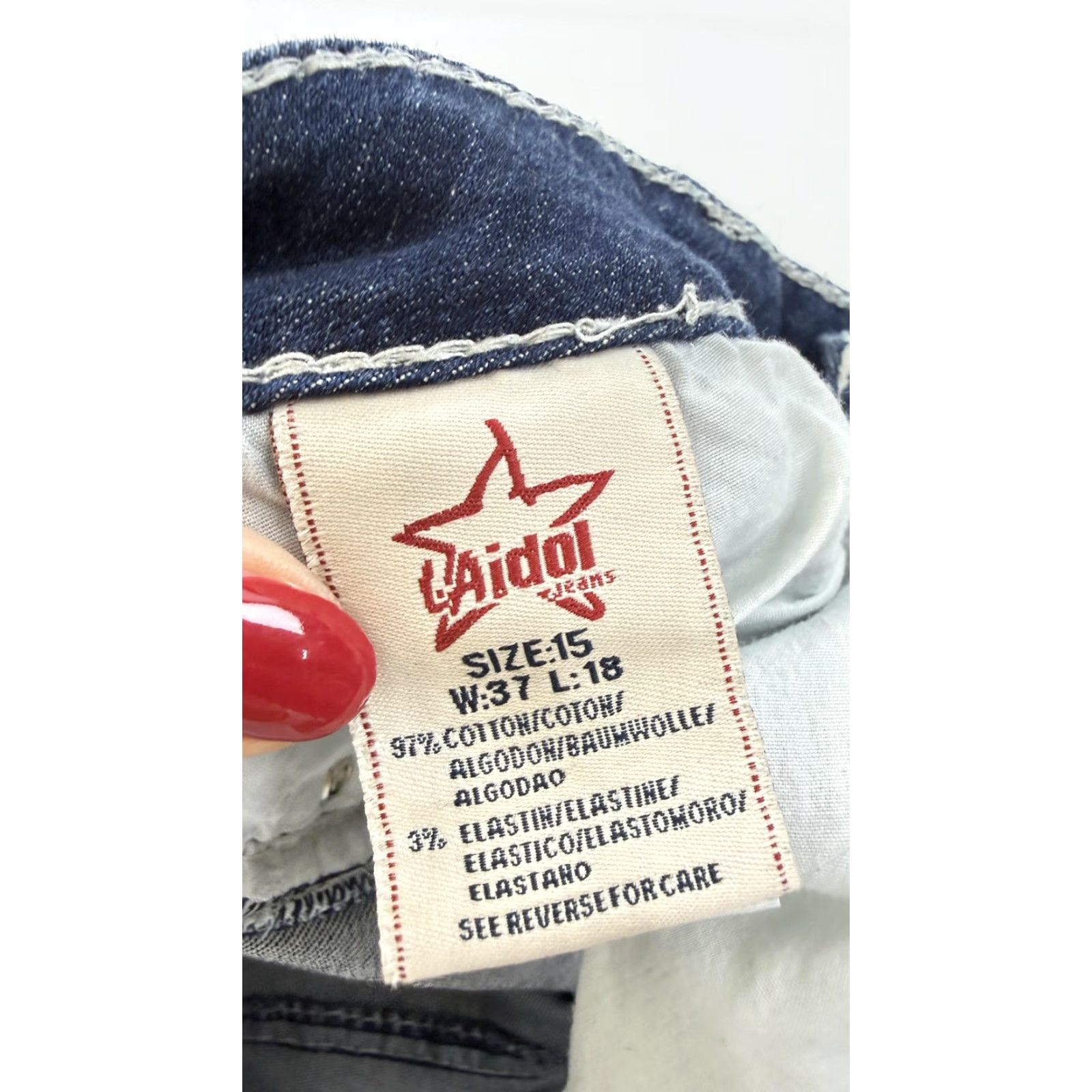 Denime LA Idol Jeans Juniors 15 Blue Capri Embroidered Crown Rhinestone Stretch Denim Size 36" / US 14 / IT 50 - 4 Thumbnail