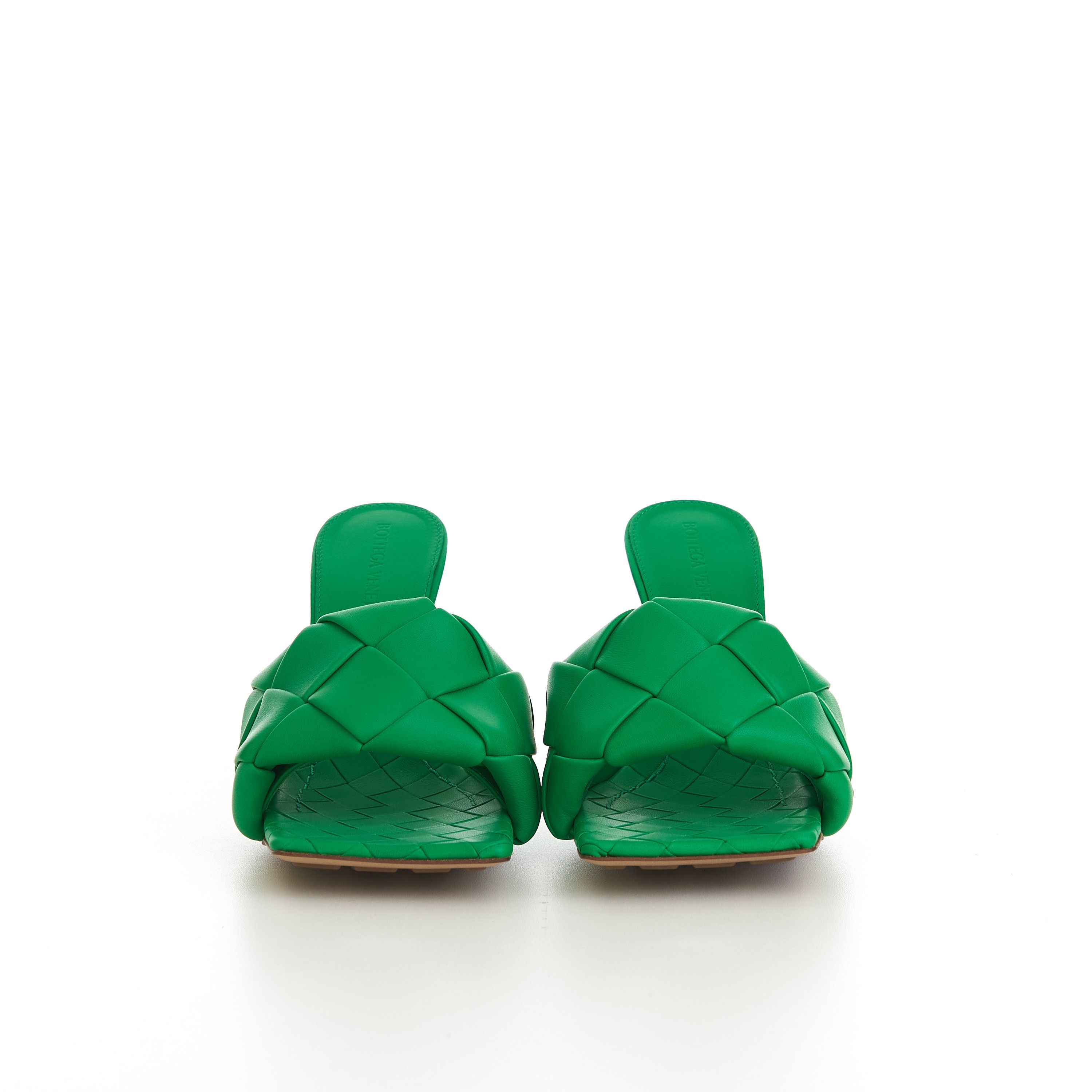 Bottega Veneta Lido Mules In Grass Green Intreccio Lambskin Leather Size US 7 / IT 37 - 3 Thumbnail