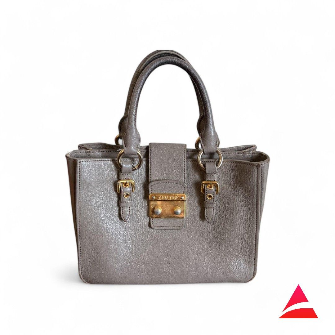 Miu Miu Miu Miu - Madras Leather Handbag Gray Shoulder Bag Size ONE SIZE - 1 Thumbnail