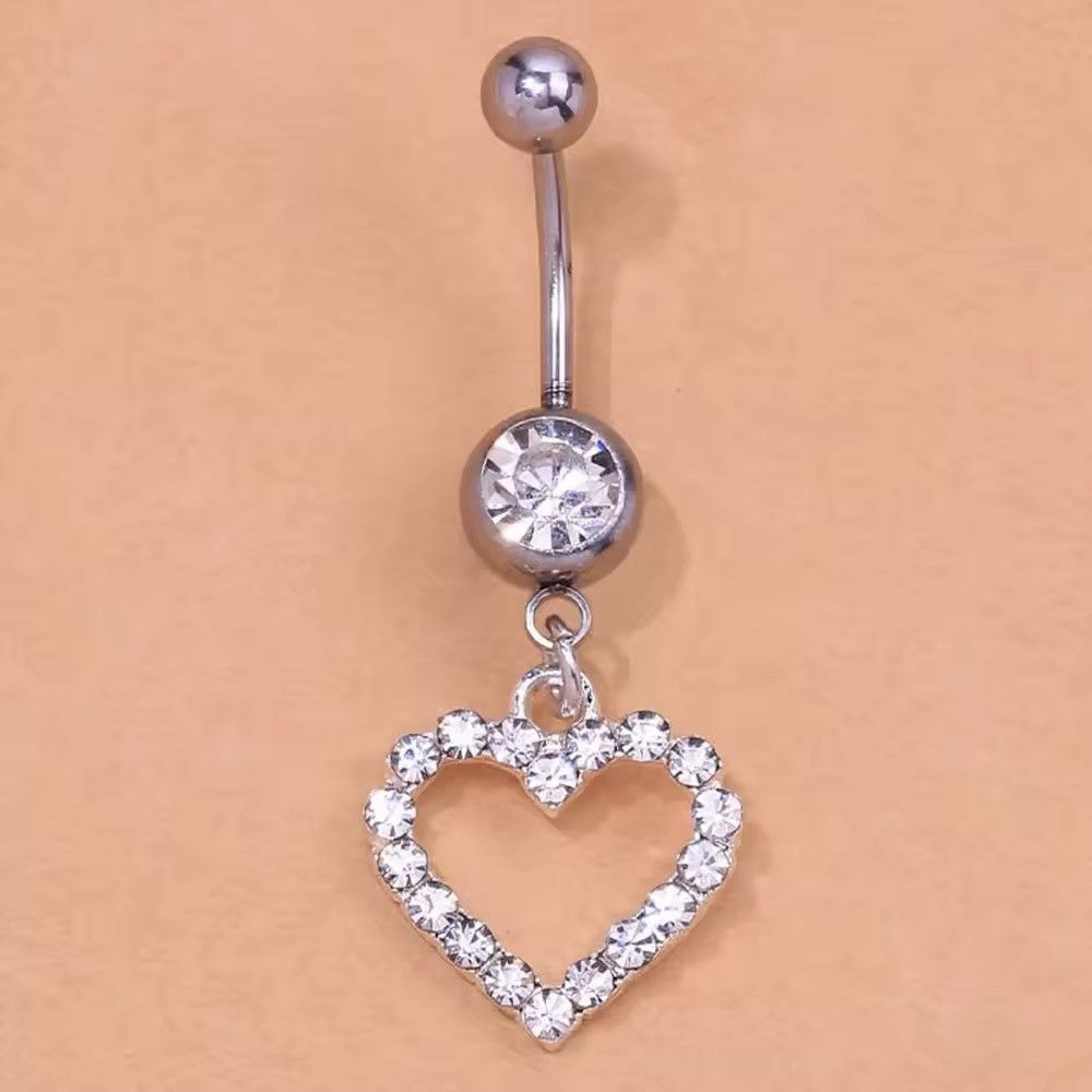 Vintage Stonefans Rhinestone Heart Belly Button Nails Body Size ONE SIZE - 3 Thumbnail