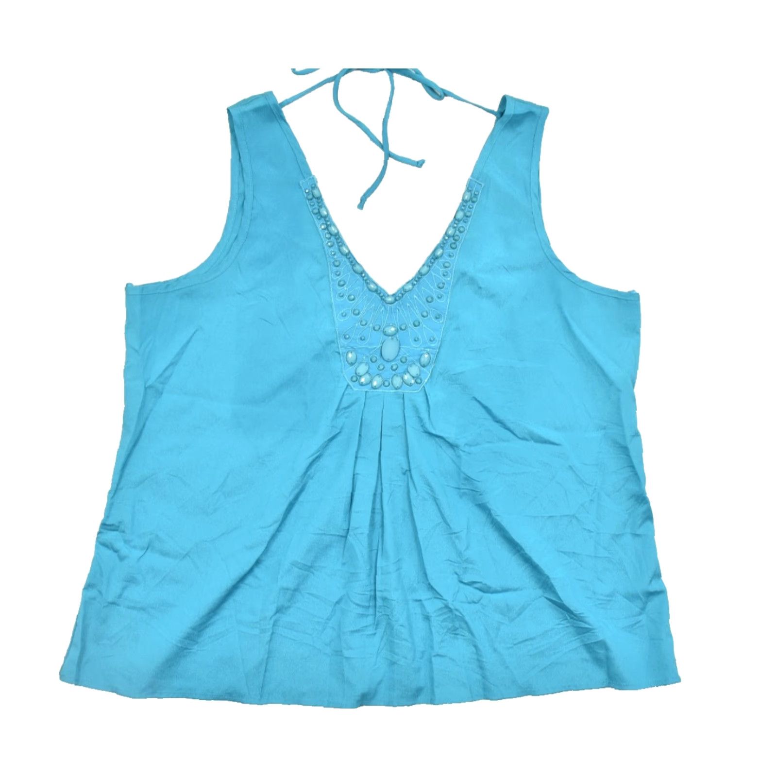 Torrid Torrid Blouse Tank Top Sleeveless Beaded V-Neck Teal Blue Plus Tunic Women 3 XS? Size XS / US 0-2 / IT 36-38 - 2 Thumbnail