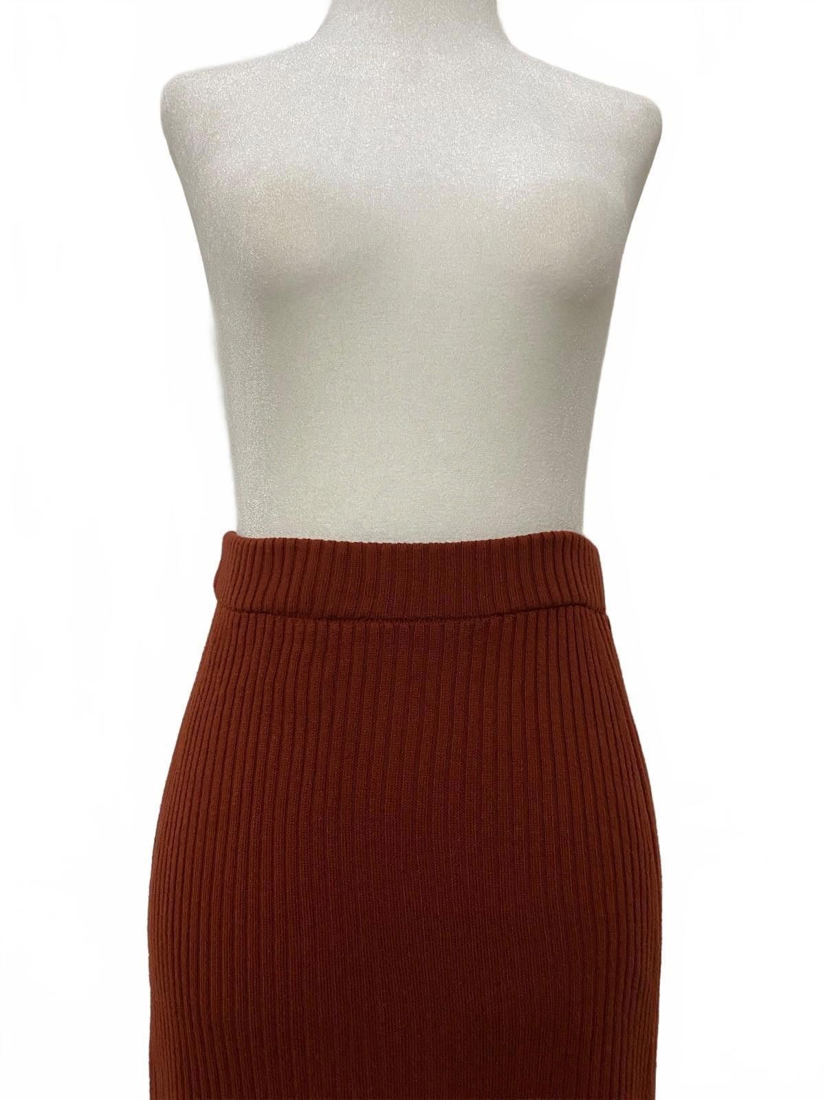 Asos ASOS Stretchy Knit Midi Skirt in Burnt Orange (US 4) Size 27" / US 4 / IT 40 - 2 Thumbnail