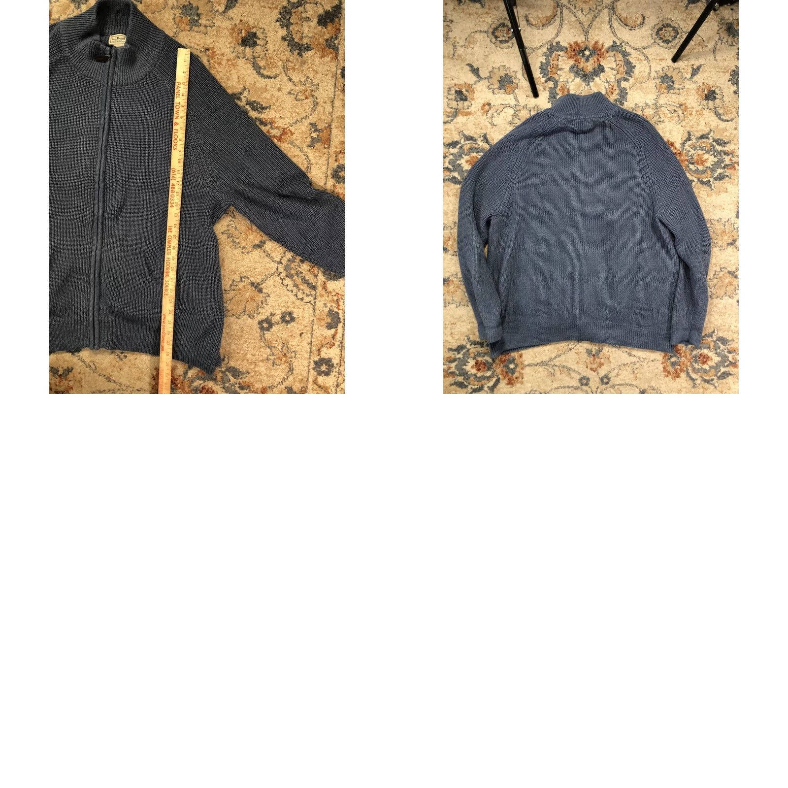 Vintage L.L.Bean Sweater Mens 2XL Blue Full Zip Mock Neck Cotton Knit Cardigan Pockets Size US XXL / EU 58 / 5 - 8 Thumbnail