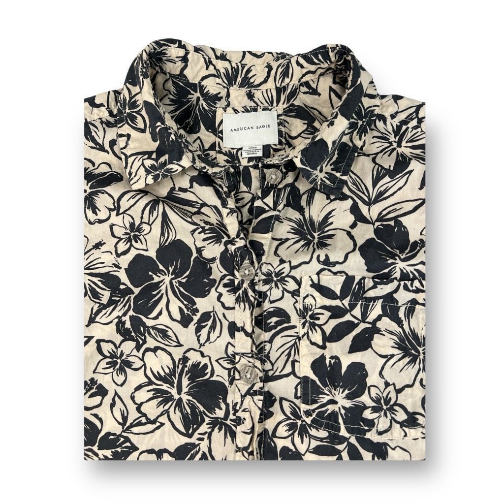 American Eagle Outfitters American Eagle Tropical Button Front Blouse Top Size Small Size S / US 4 / IT 40 - 2 Thumbnail