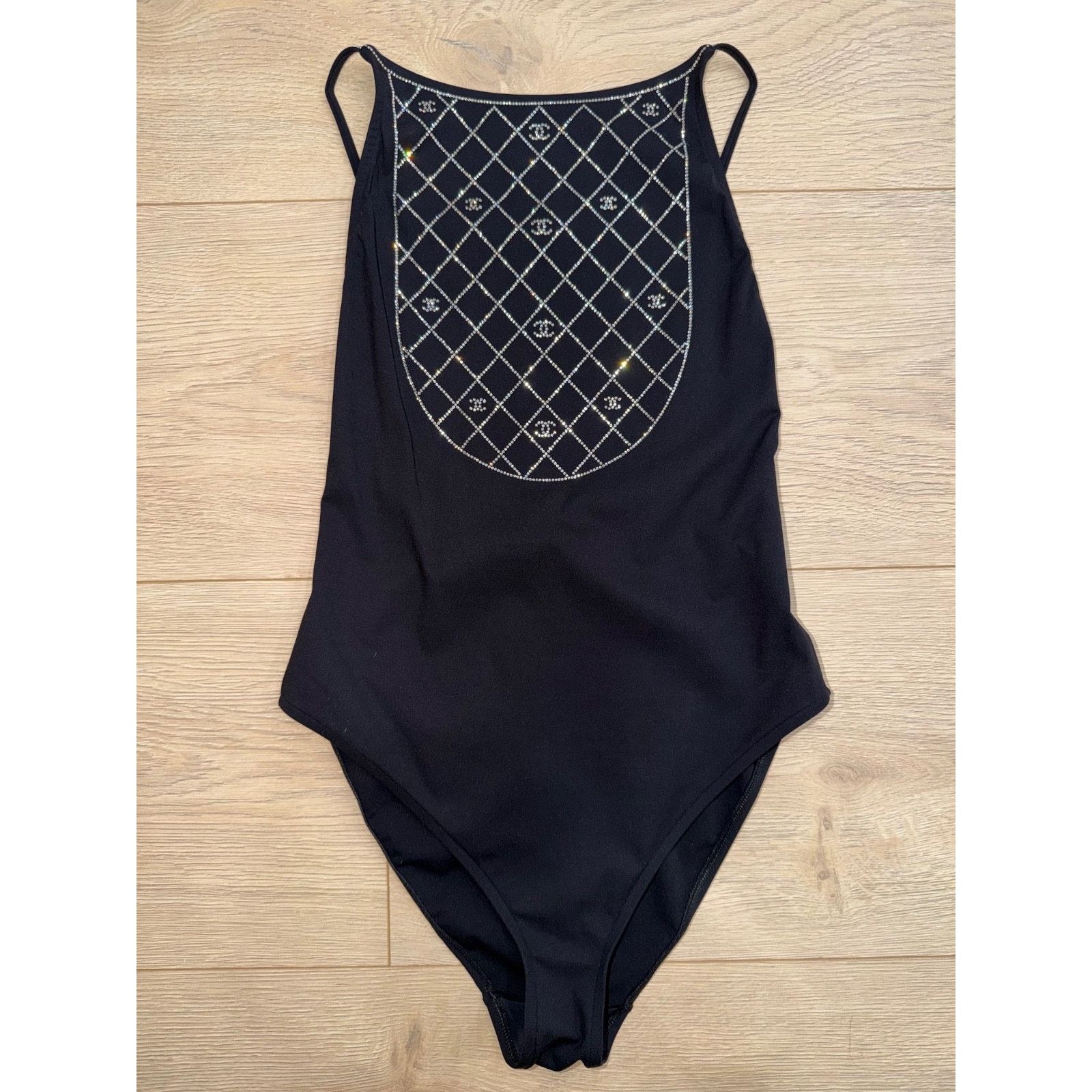 Chanel Chanel 23C Black Crystal CC Logo One Piece Swimsuit 38 Size S / US 4 / IT 40 - 4 Thumbnail