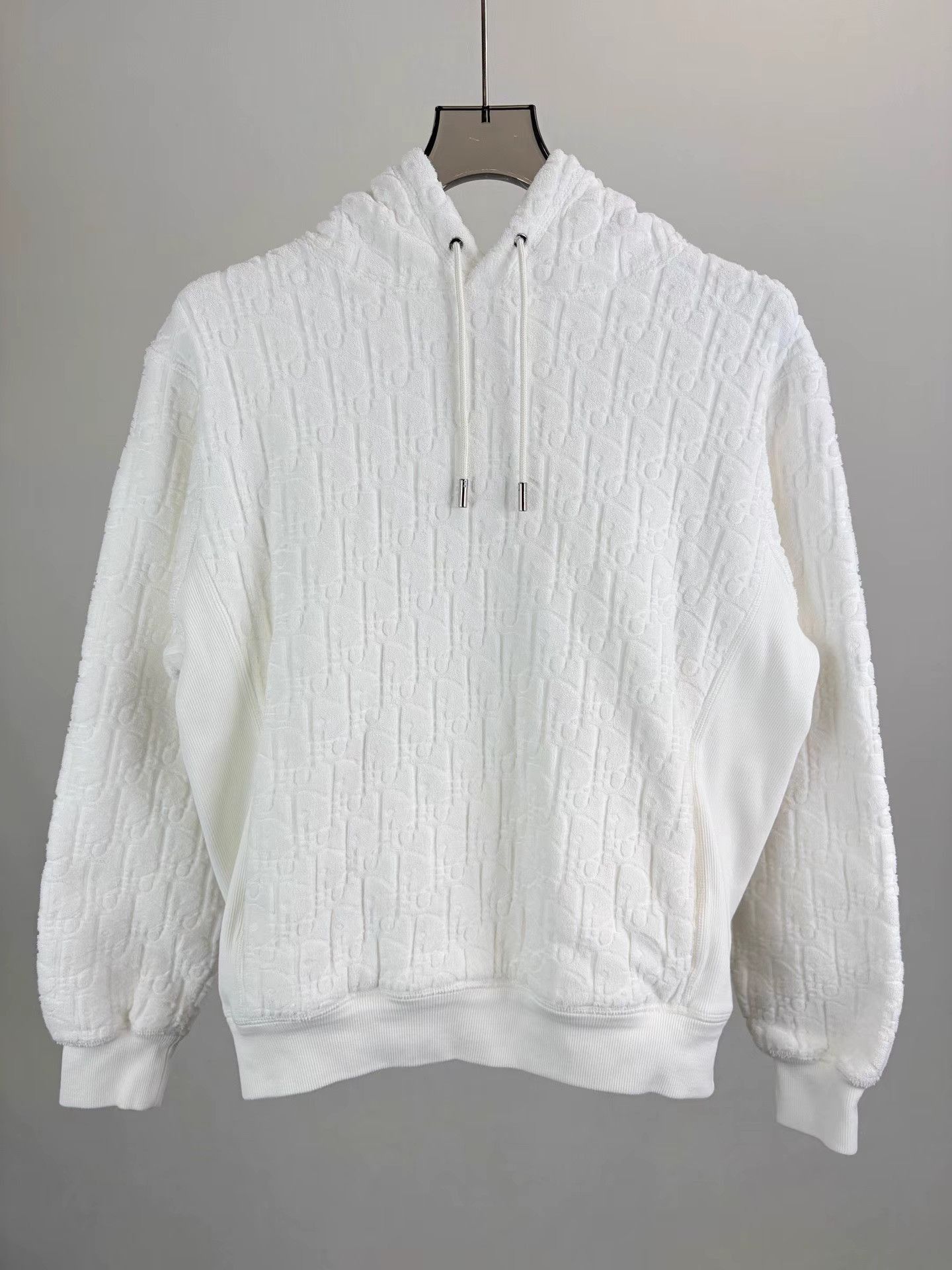 Dior White Textured Hoodie with Drawstring Hood Size US S / EU 44-46 / 1 - 1 Thumbnail