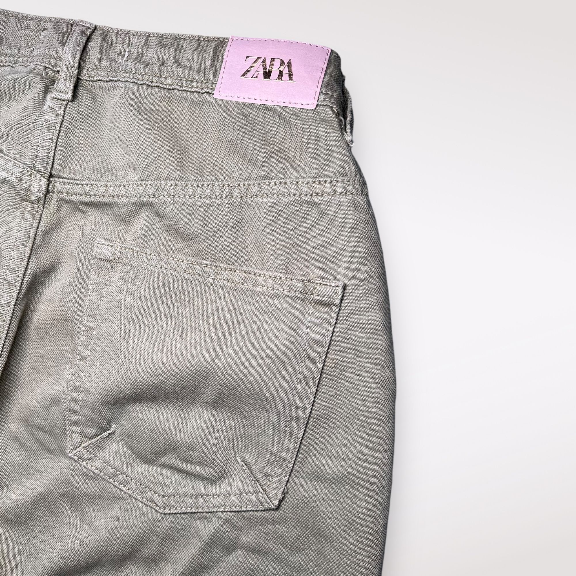 Zara Zara Wide-Leg Jeans Green Denim Cotton SEE MEASUREMENTS Size 26" / US 2 / IT 38 - 6 Thumbnail