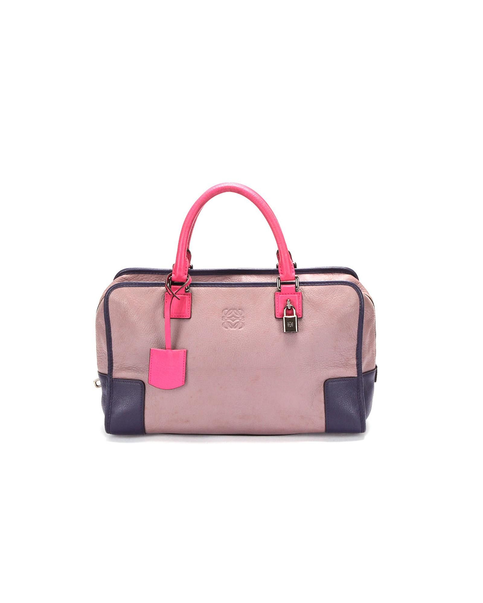 image of Loewe Pink Leather Amazona 36 Handbag In Excellent Condition, Women's