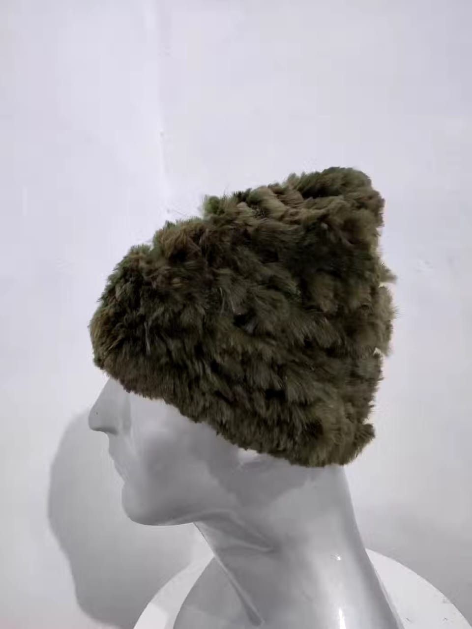 CA4LA CA4LA Olive Fur Rabbit beanie Hats Size ONE SIZE - 1 Thumbnail