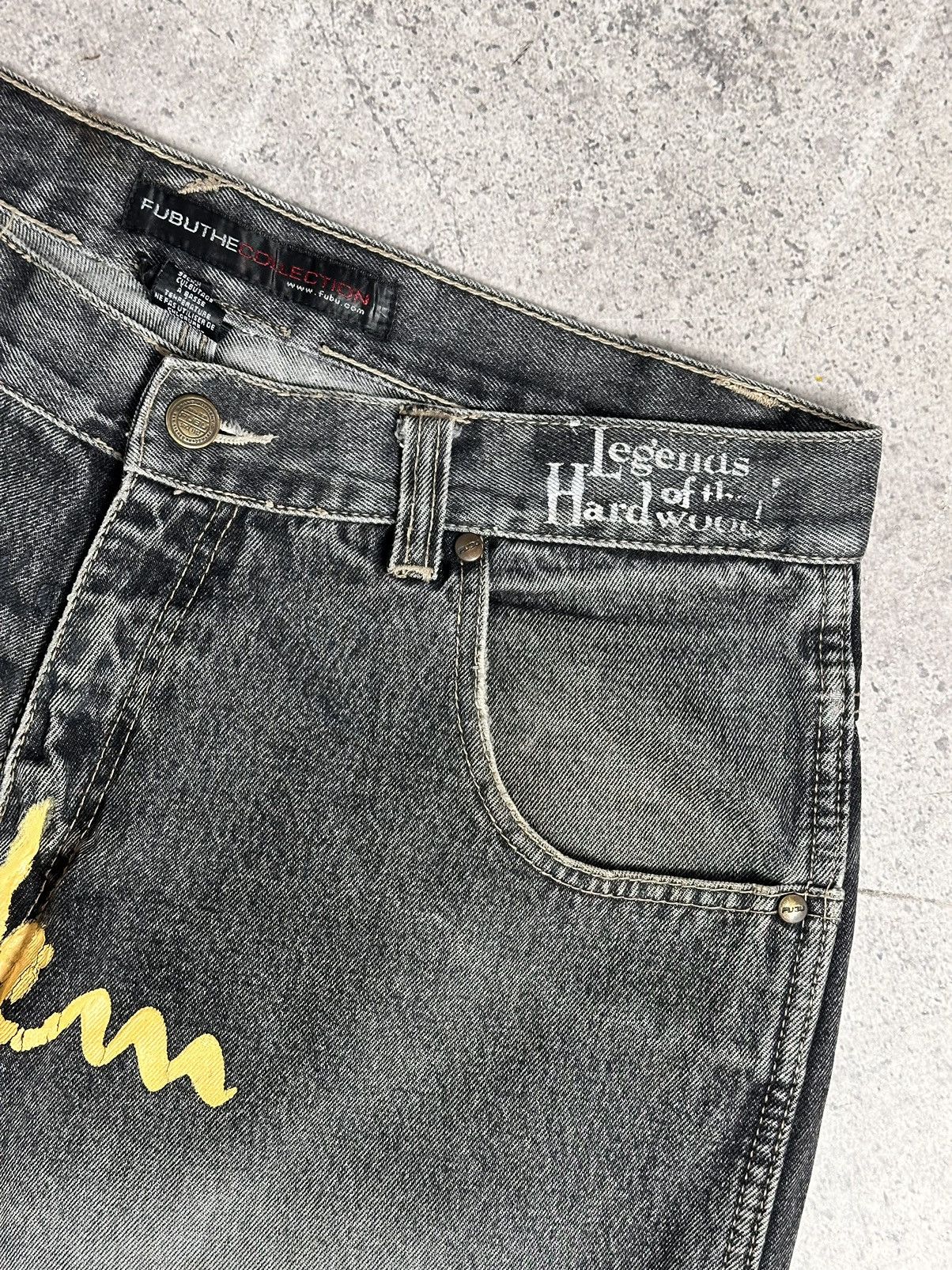 Fubu Fubu Black Baggy Denim Jeans Hip Hop 90s Street JNCO Size US 36 / EU 52 - 5 Thumbnail