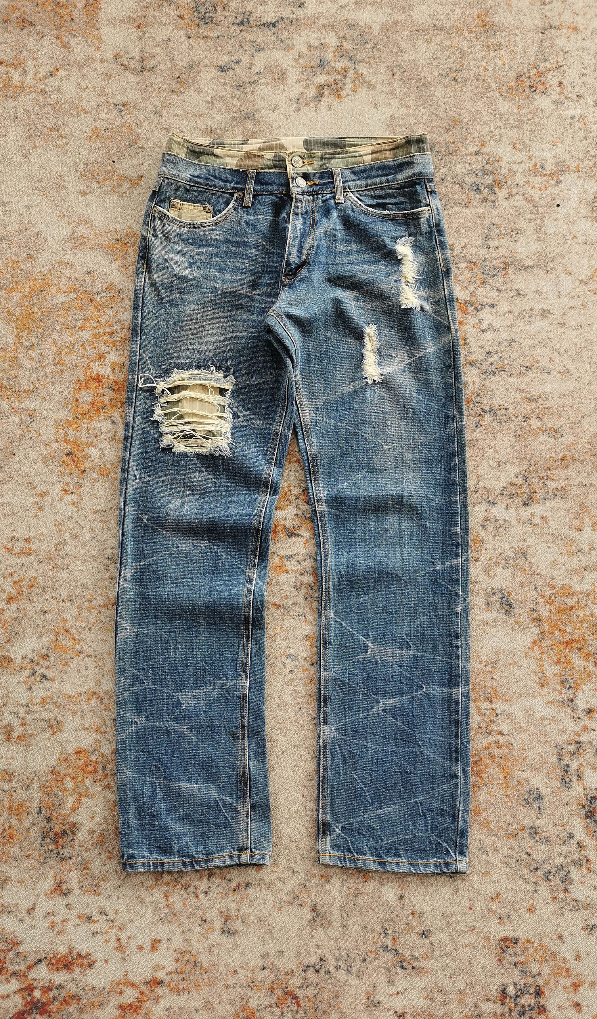 Kapital DoubleWaist Distressed Denim Clawmark CamoWaist Size 31x31.5 Size US 31 - 4 Thumbnail