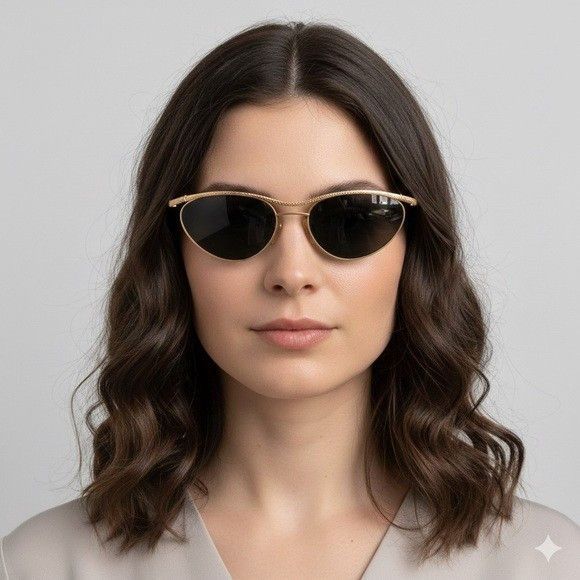 Paloma Picasso Vintage Paloma Picasso Gold Oval Cat Eye Sunglasses 🇩🇪 Size ONE SIZE - 1 Thumbnail
