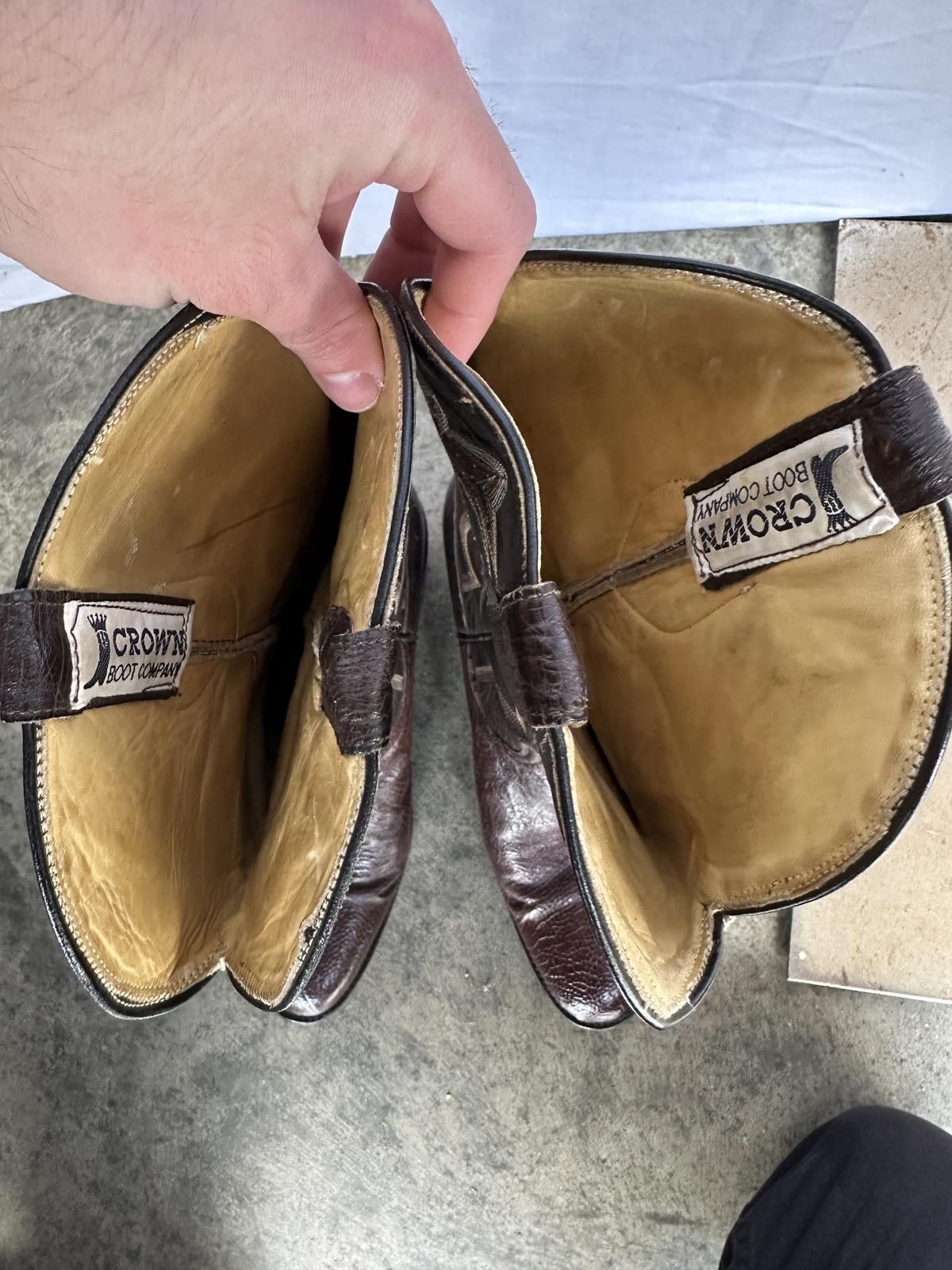 Other Vintage Owner Made Crown Cowboy Boots - Rich Brown Leather Size US 11 / EU 44 - 2 Thumbnail