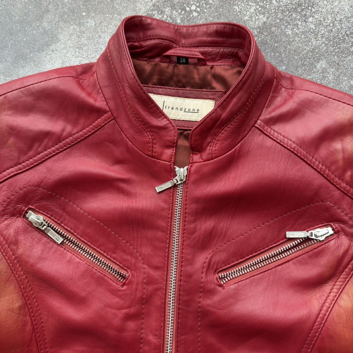 20471120 Vintage Y2K Faded Biker Leather Jacket Size XS / US 0-2 / IT 36-38 - 9 Thumbnail