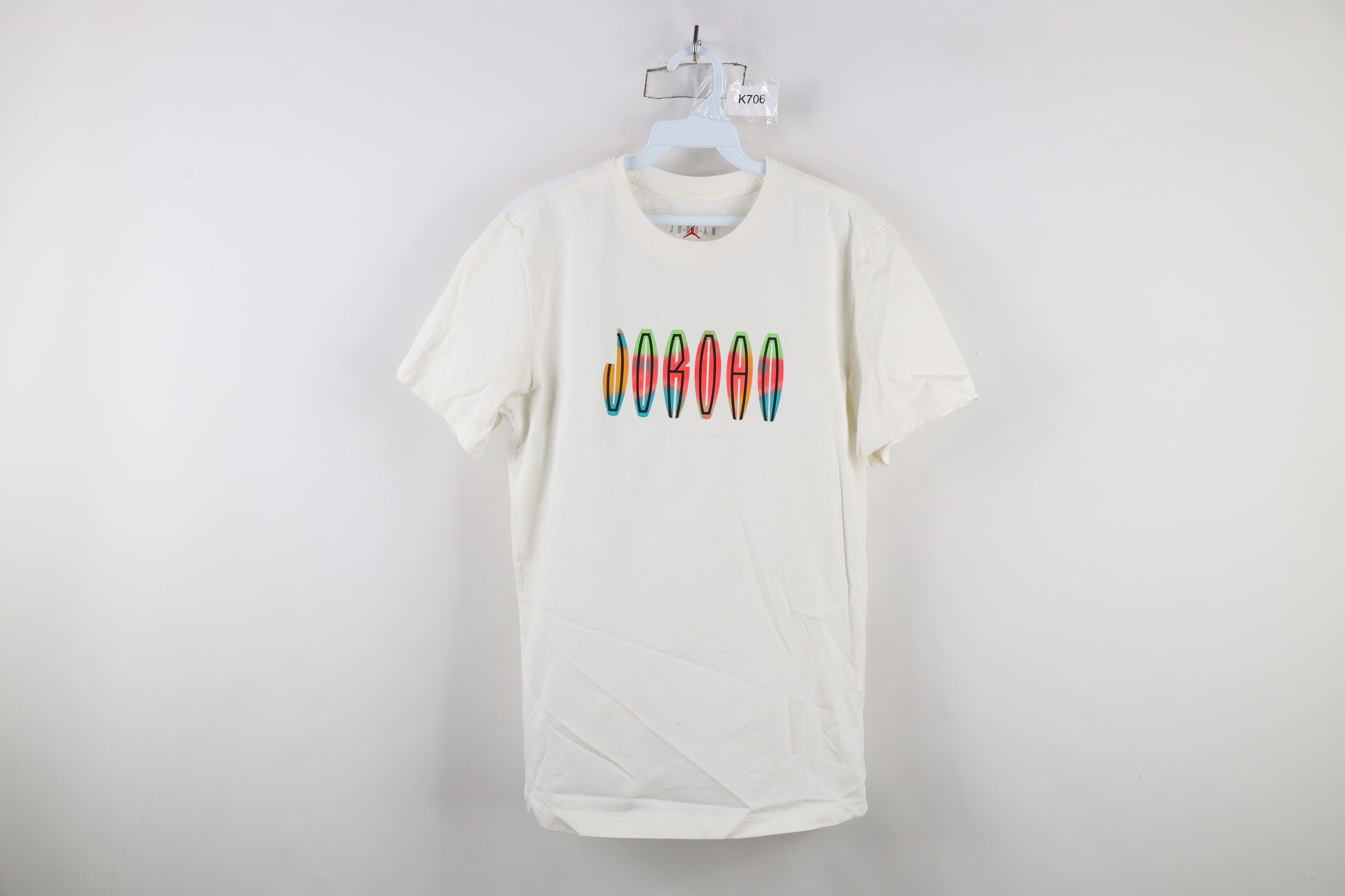 Nike × Vintage Nike Air Jordan Wordmark Short Sleeve T-Shirt White Cotton Size US S / EU 44-46 / 1 - 1 Thumbnail