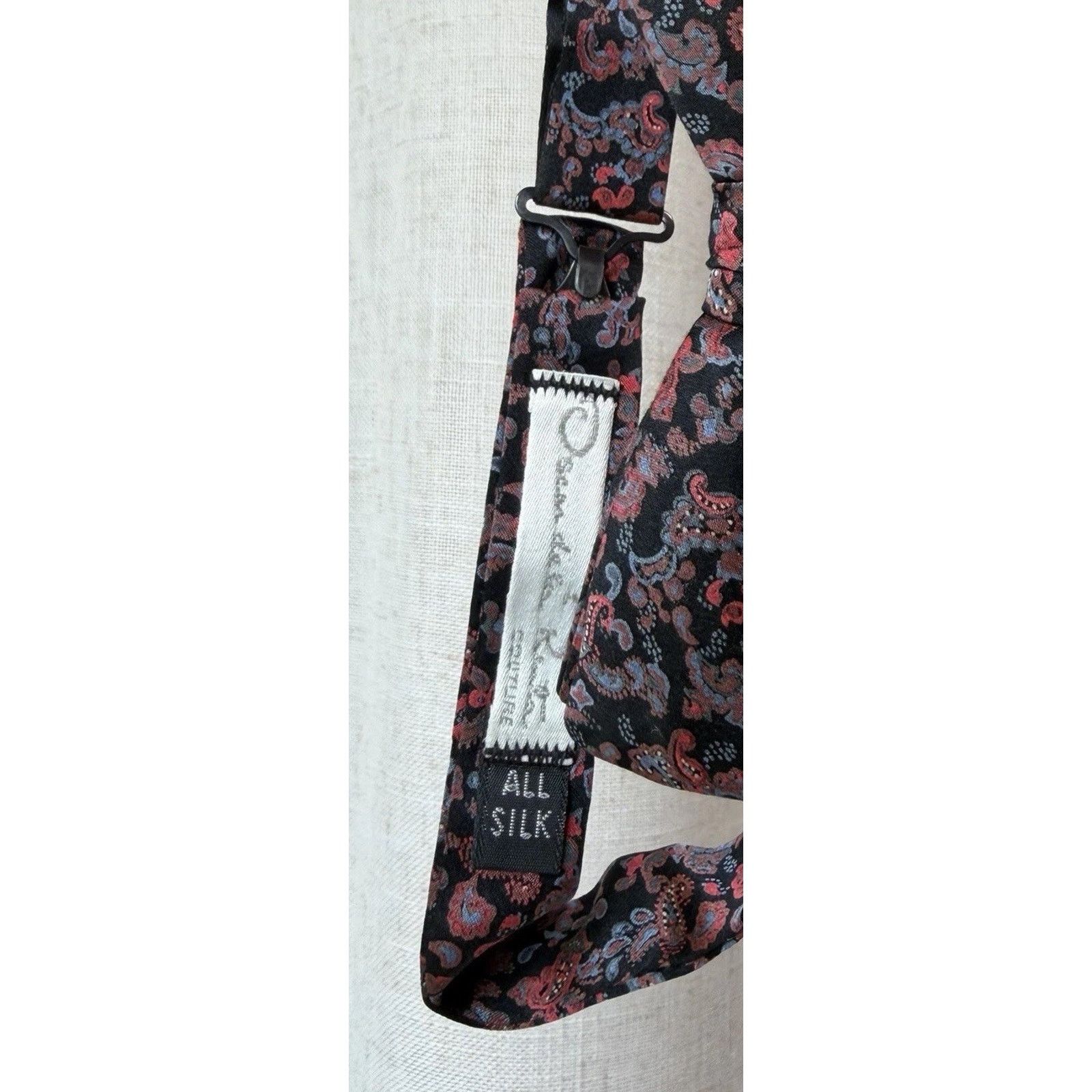 Oscar De La Renta Oscar de la Renta Vintage Silk Bow Tie BlackRed Paisley USA Size ONE SIZE - 9 Thumbnail