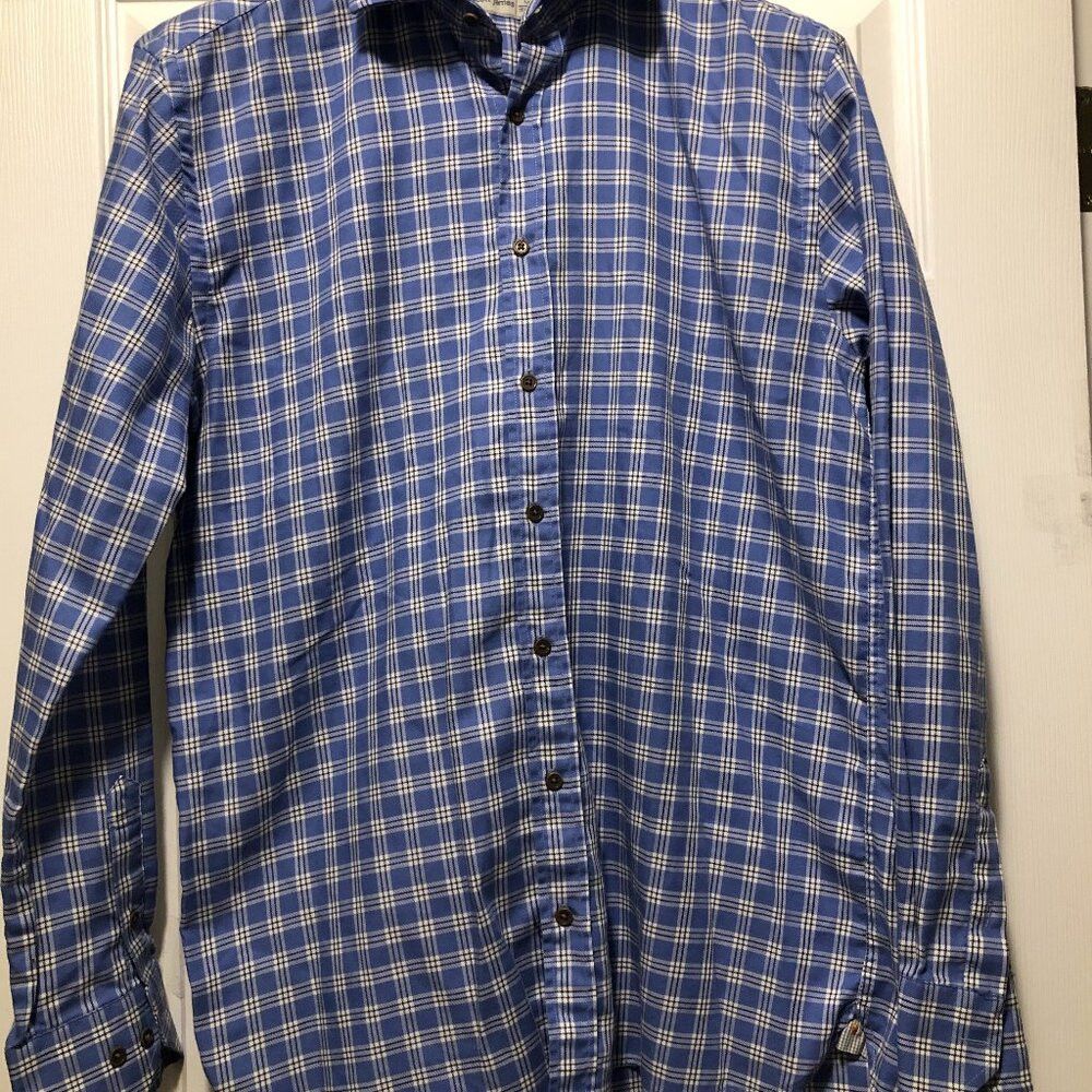 Scott James Scott James men's blue cotton casual shirt size: M Size US M / EU 48-50 / 2 - 1 Thumbnail
