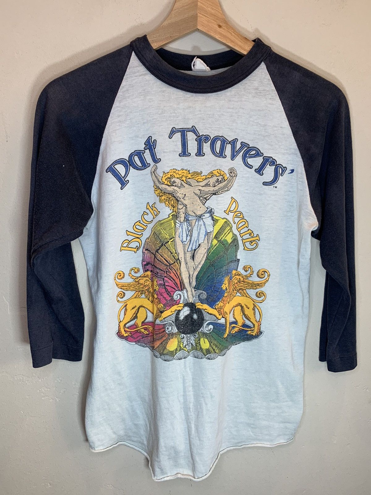 RARE* Vintage 1982 Pat Travers Black Pearl Tour Raglan Shirt