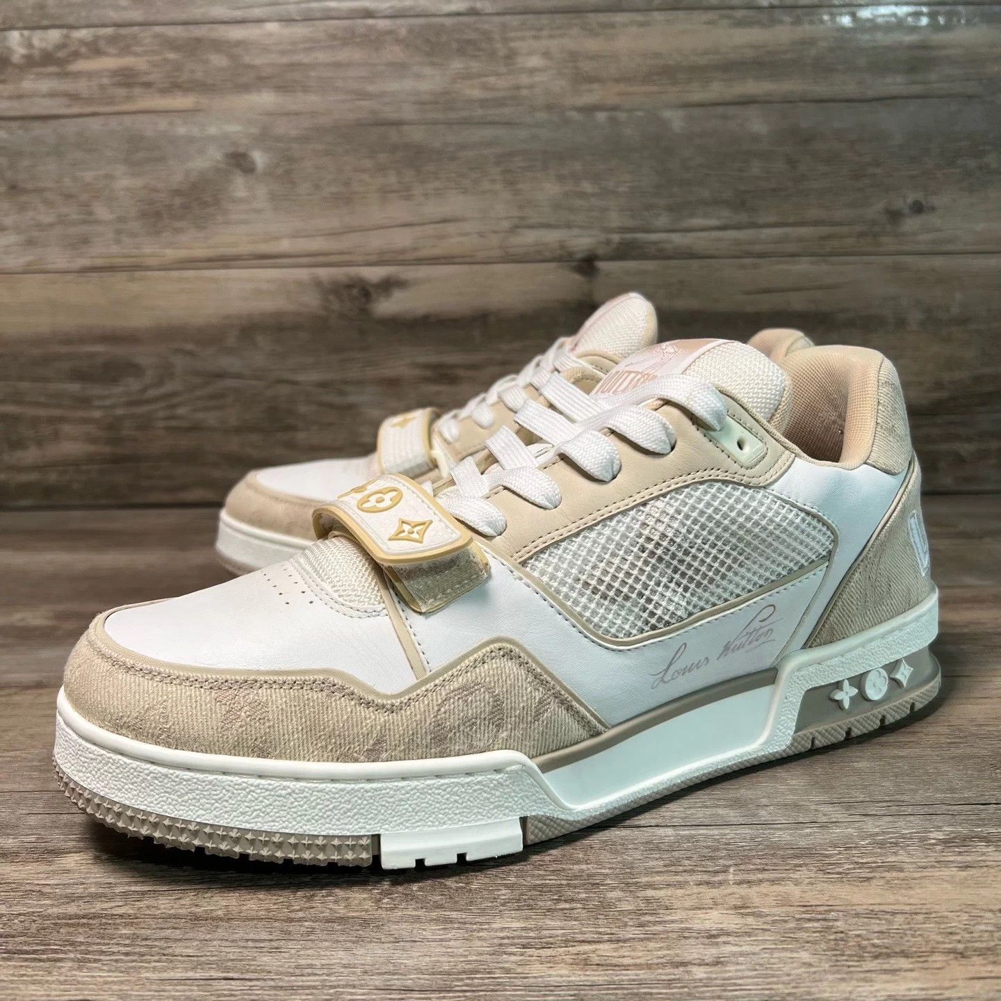 Louis Vuitton LV Trainer Velcro Khaki & Grey UK7 97 New Size US 8 / EU 41 - 1 Thumbnail