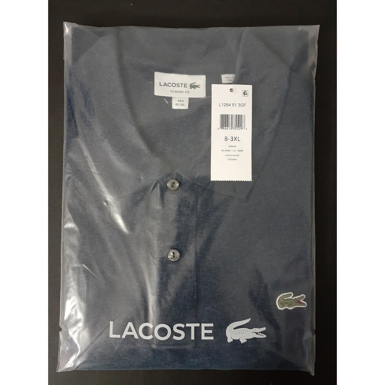 Lacoste Lacoste Men Pima Jersey Interlock Regular Fit Polo Chine 3XL Size US XXL / EU 58 / 5 - 2 Thumbnail
