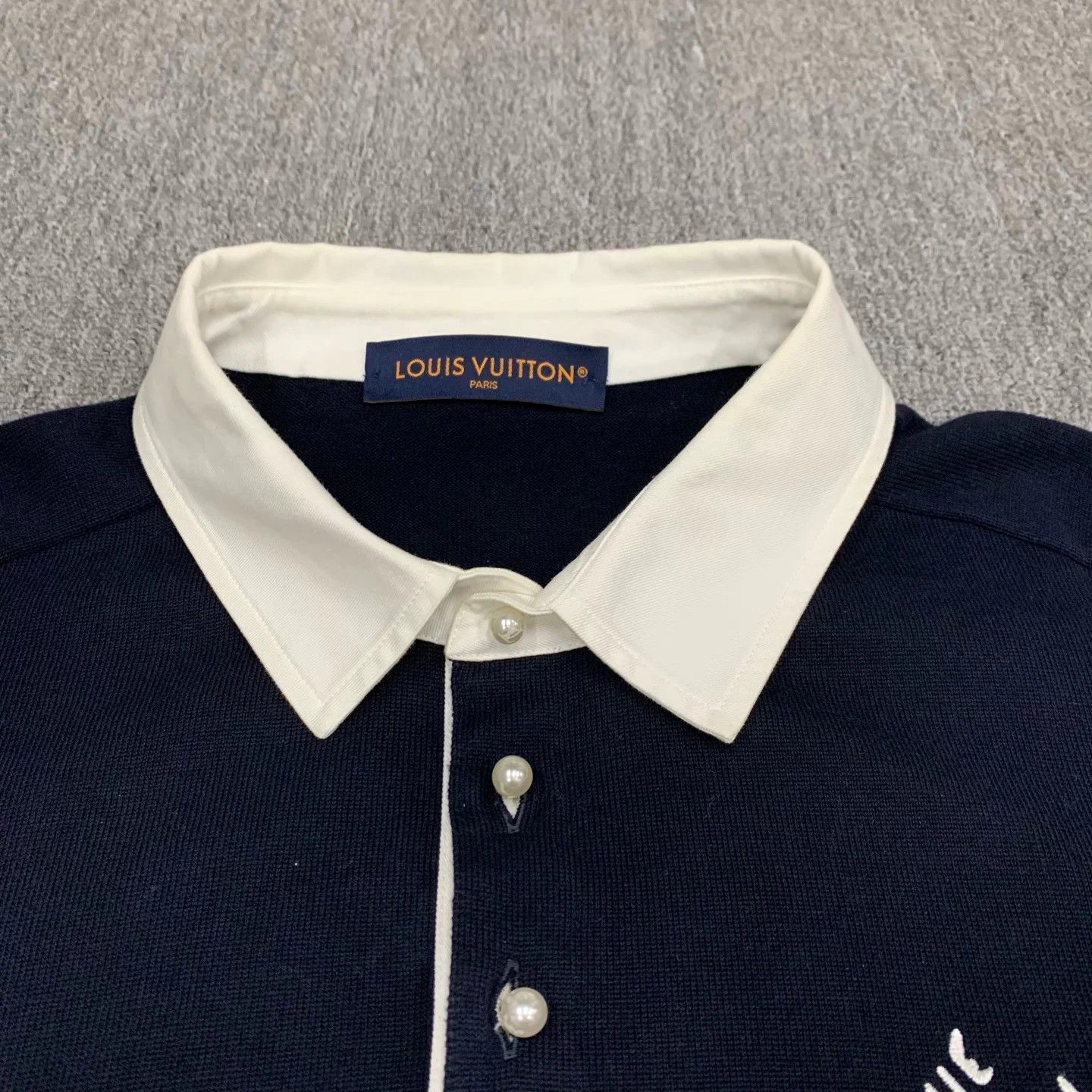 Louis Vuitton LV Pharrell Navy Embroidered Pearl Polo XXL 95 New Size US XXL / EU 58 / 5 - 7 Thumbnail