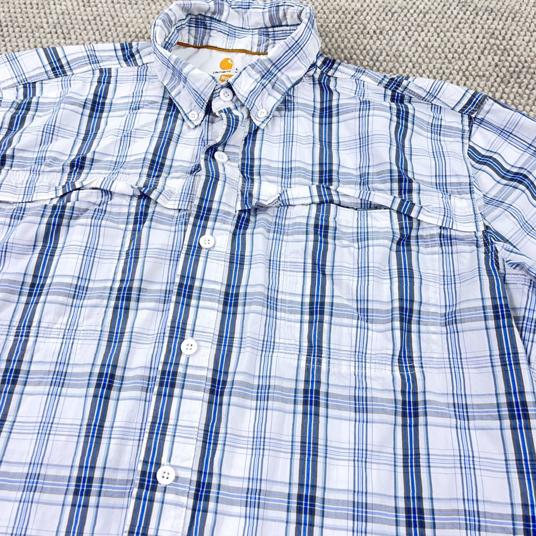 Carhartt Carhartt Shirt Men Large Blue White Plaid Button Up Relax Fit Work Pockets Size US L / EU 52-54 / 3 - 4 Thumbnail
