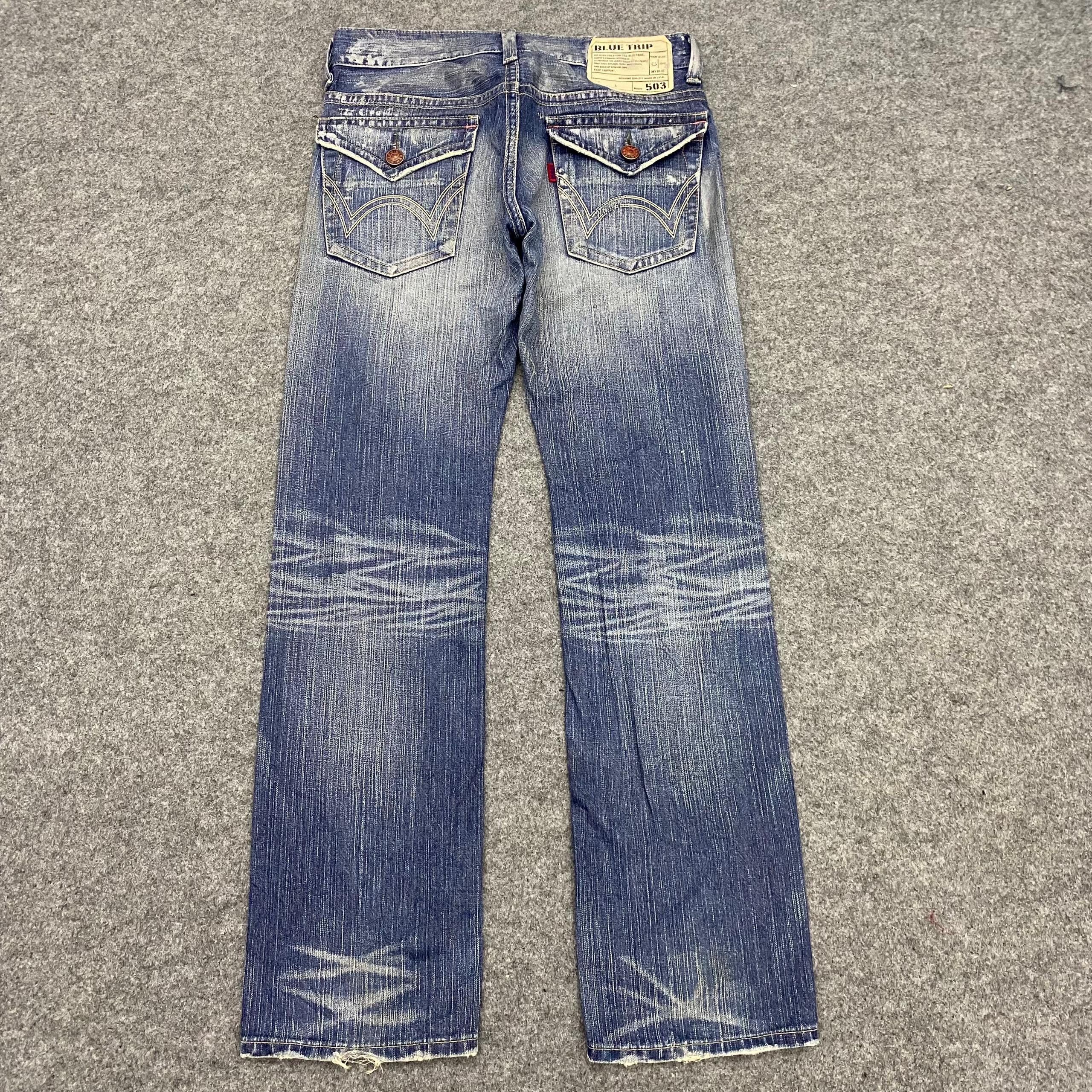 Edwin 💥Best Offer💥Vintage Edwin 503 Blue Trip Distressed Denim Size US 32 / EU 48 - 3 Thumbnail