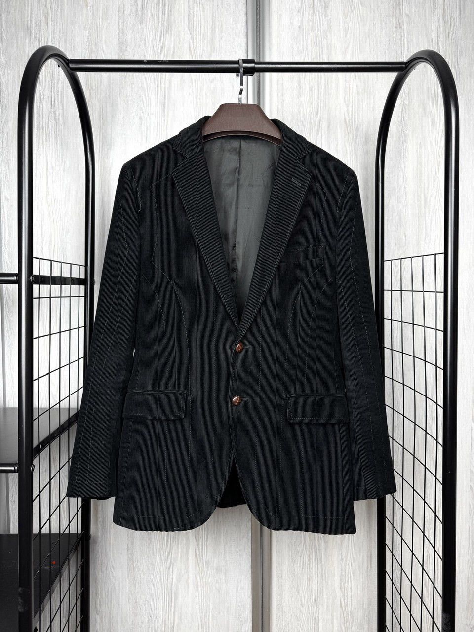 Dolce & Gabbana Dolce & Gabbana black corduroy leather buttons blazer sz 48 Size 38R - 1 Thumbnail