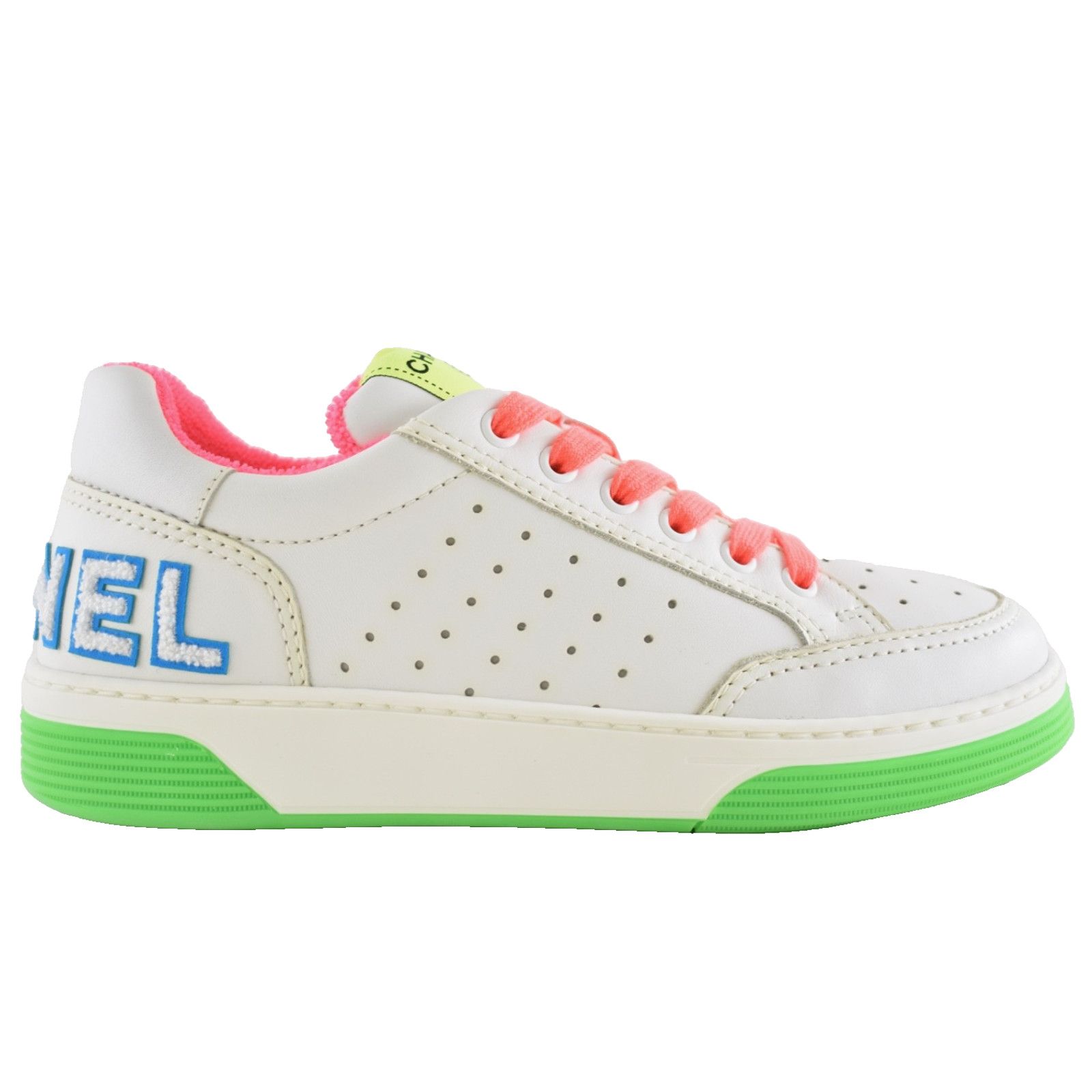 Chanel Chanel Neon CC Logo Flat Lace Up Runner Trainer Sneaker 37 Size US 7 / IT 37 - 1 Thumbnail