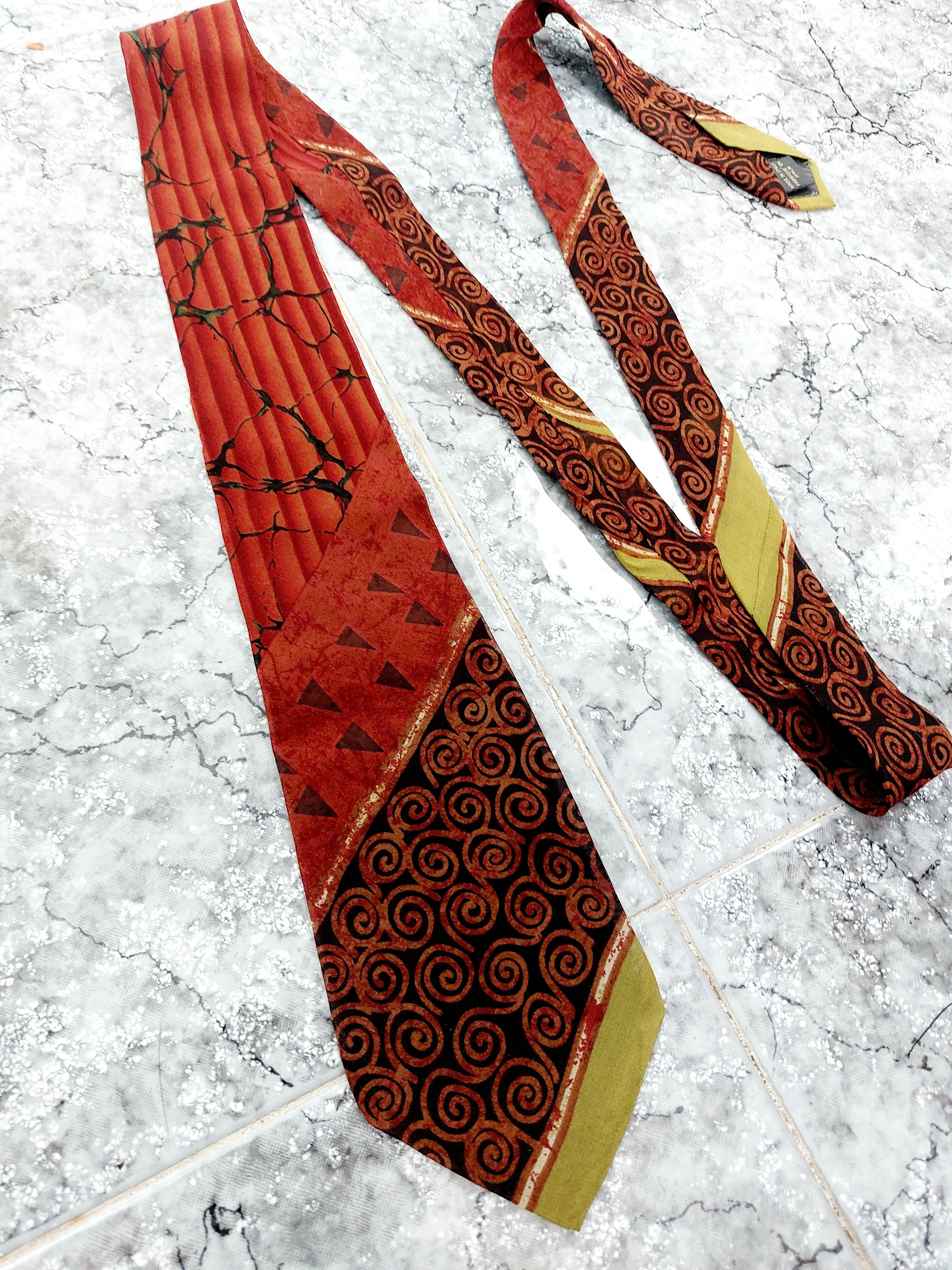 Jean Paul Gaultier ean Paul Gaultier Printed Silk Tie Art Spiral Necktie Tie Size ONE SIZE - 1 Thumbnail
