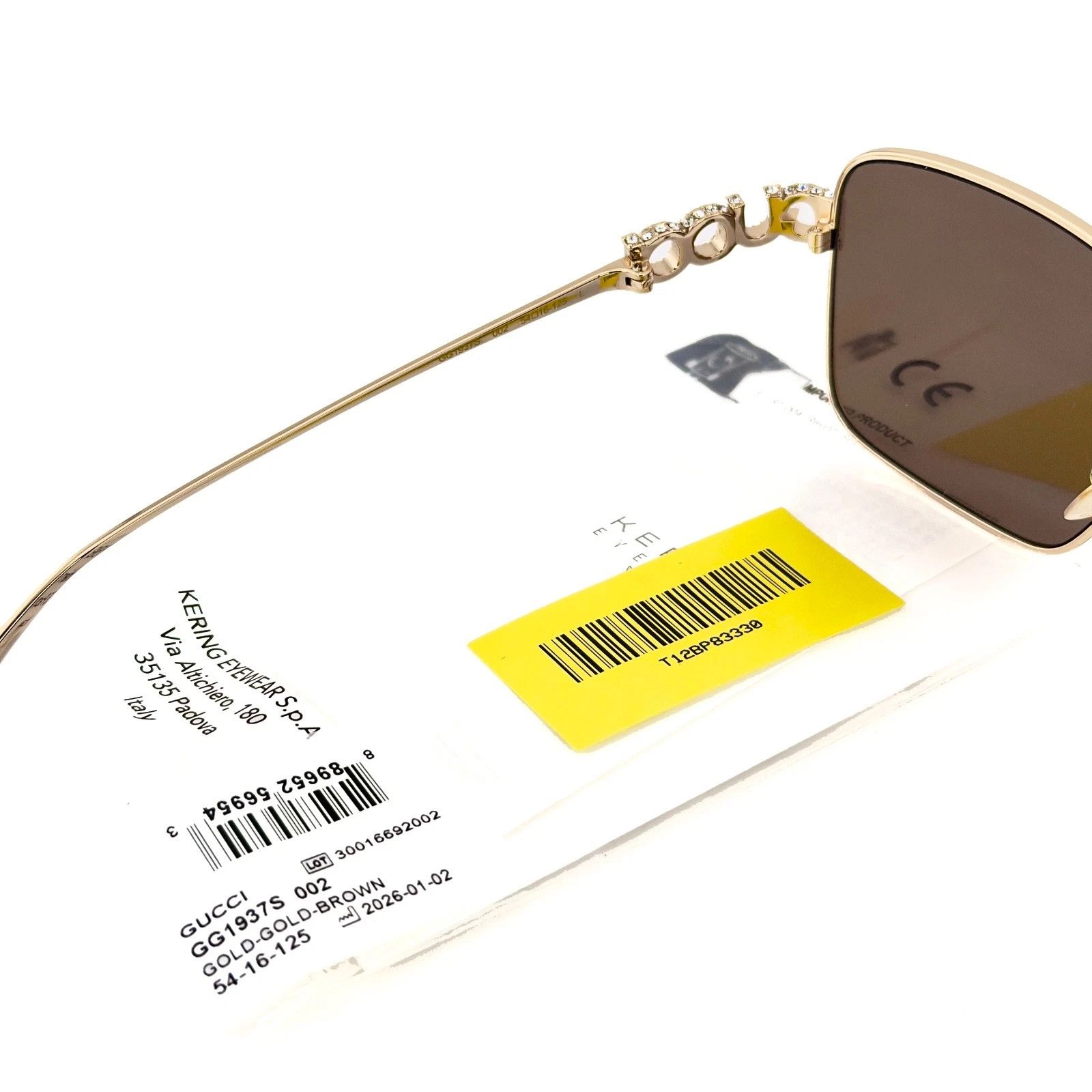 Gucci GUCCI 1937 Gg1937S Gold Brown Crystal Logo Metal 002 Size ONE SIZE - 6 Thumbnail