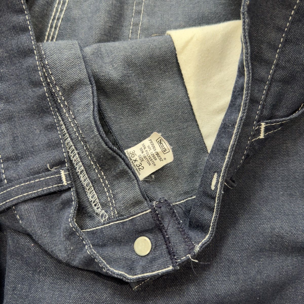 Vintage Vintage 80s Sears Denim Dungaree Carpenter Work Pants Jeans Size US 35 - 7 Thumbnail
