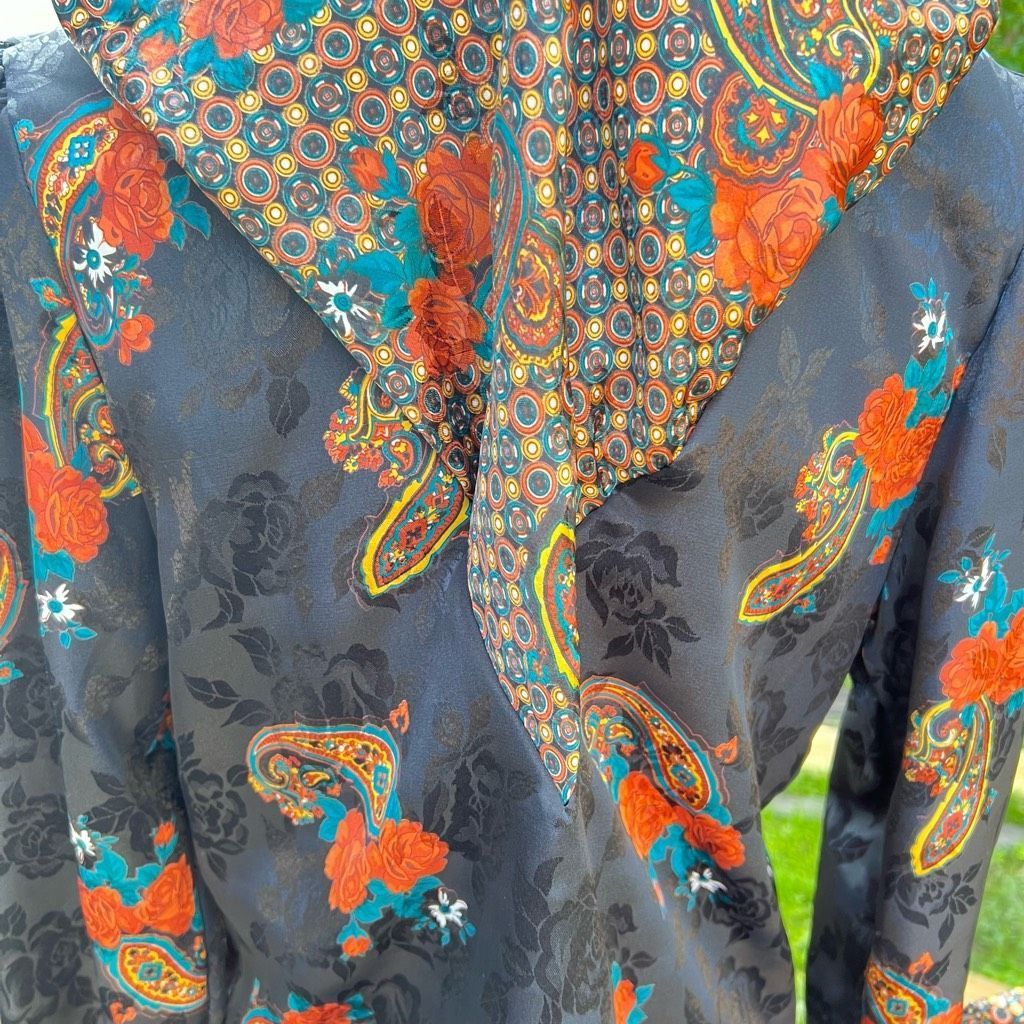 Vintage Vintage Set Jacket Blouse & Matching Skirt Paisley Floral Ou Size XL / US 12-14 / IT 48-50 - 3 Thumbnail