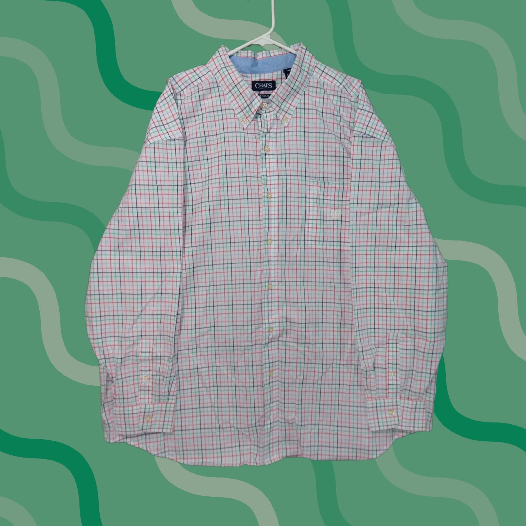 Chaps Chaps Shirt Mens 4XB White Plaid Long Sleeve Button Down Easy Care Pocket Casual Size US XXL / EU 58 / 5 - 1 Thumbnail