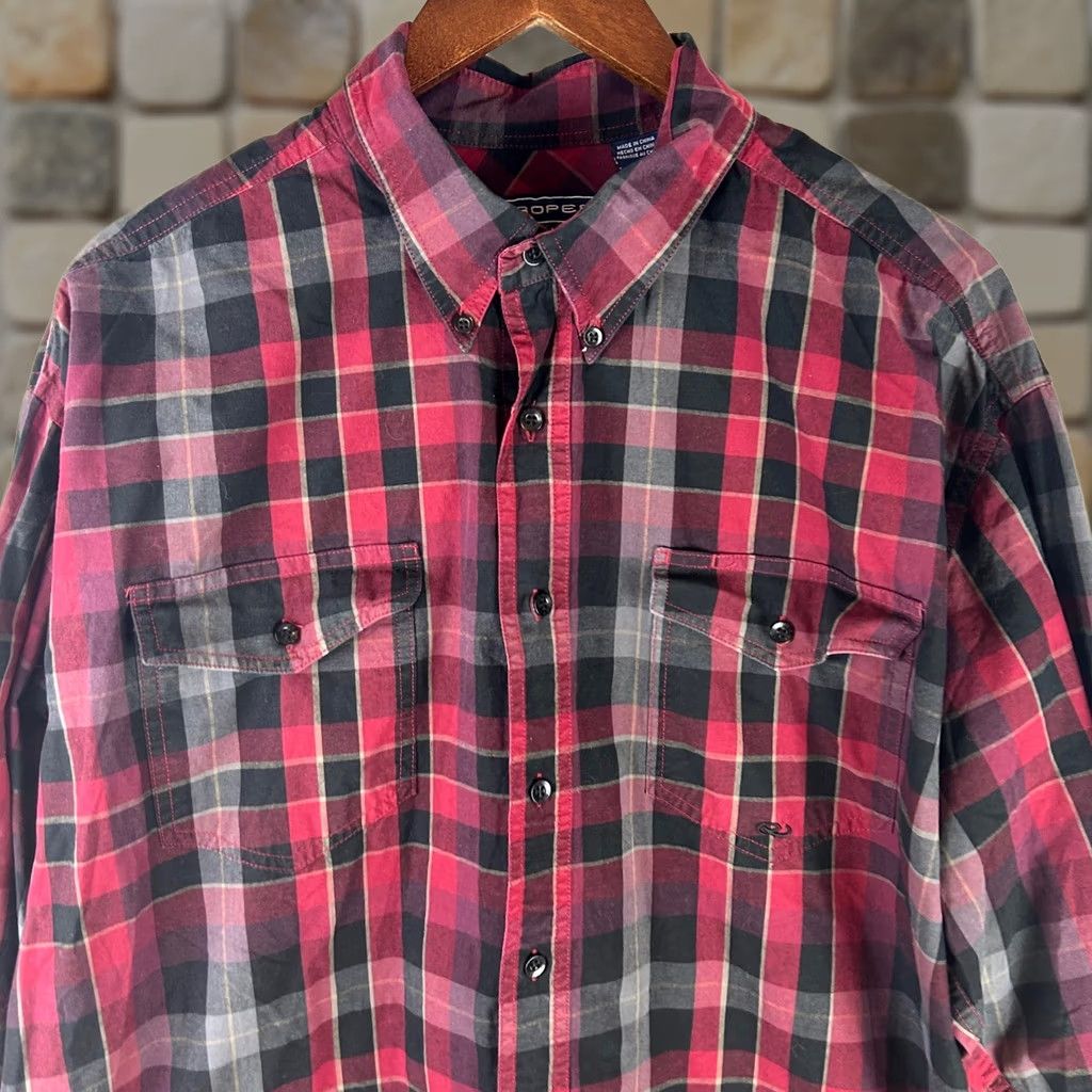 Roper Roper Plaid Button-Down Shirt Mens XL Red Black Long Sleeve Western Cowboy Size US XL / EU 56 / 4 - 1 Thumbnail