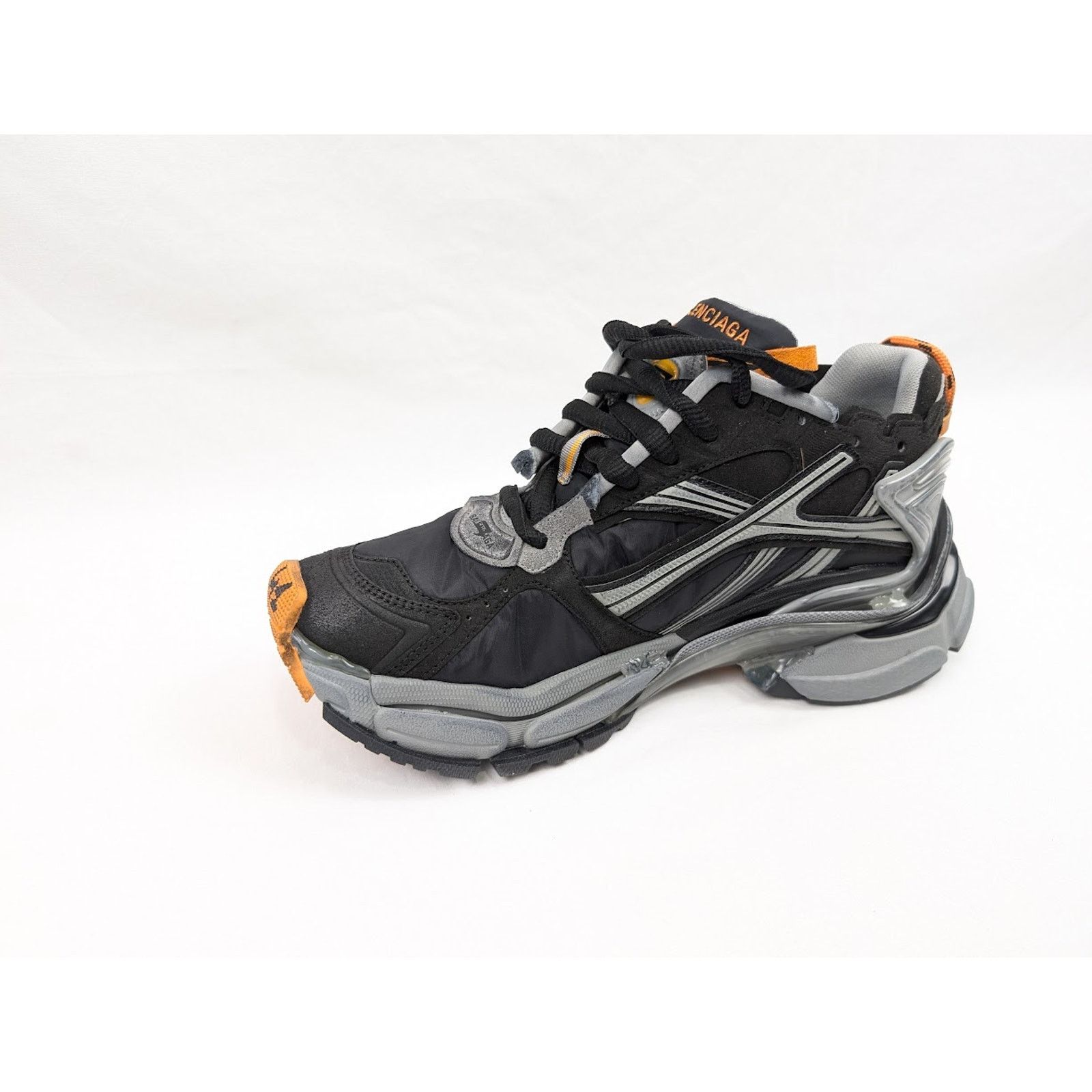 Balenciaga o1rshd1 Nylon Suede Runners in Black/Grey/Fluo Orange Size US 9 / EU 42 - 9 Thumbnail