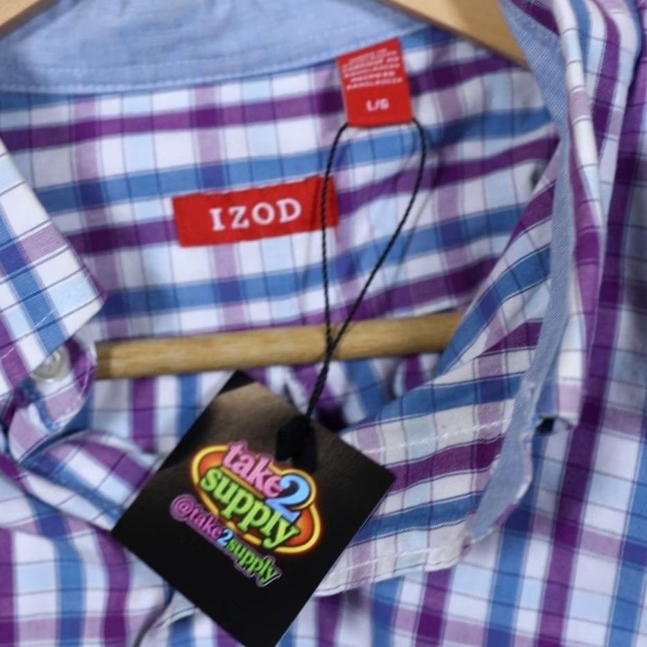 Izod IZOD Shirt Men's Large Long Sleeve Plaid Button Down Casual Dress Shirt Size US L / EU 52-54 / 3 - 7 Thumbnail