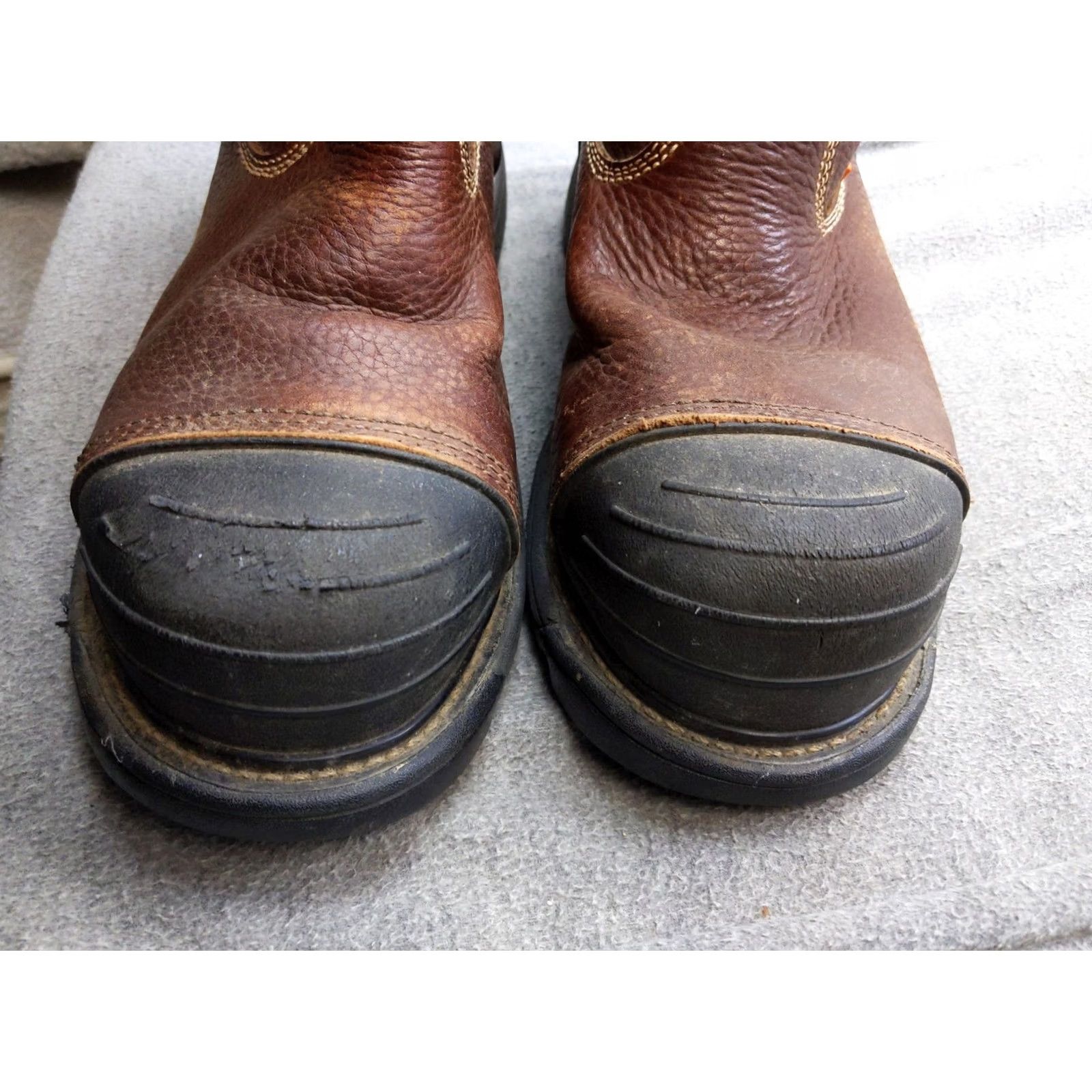 Vintage Work n' Sport Work Boots Mens 9W / Womens 11W Brown Leather Composite Toe Safety Boots Women's Mens 9 11 Brown Leather Non-Metallic EH ASTM F2413-11 Size US 9 / IT 39 - 3 Thumbnail