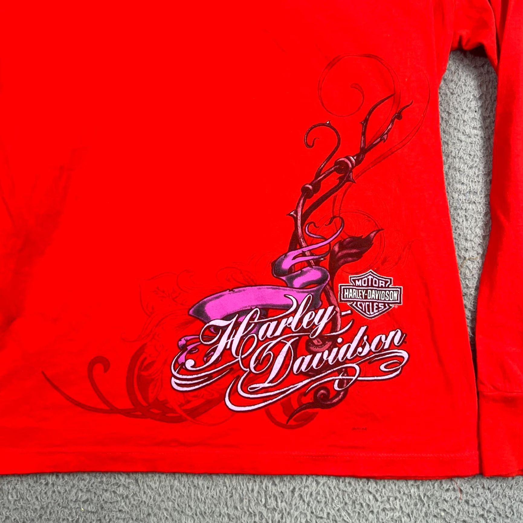 Harley Davidson Harley-Davidson Women's Long Sleeve Shirt L Red Biker Casual Y2K Size L / US 10 / IT 46 - 4 Thumbnail