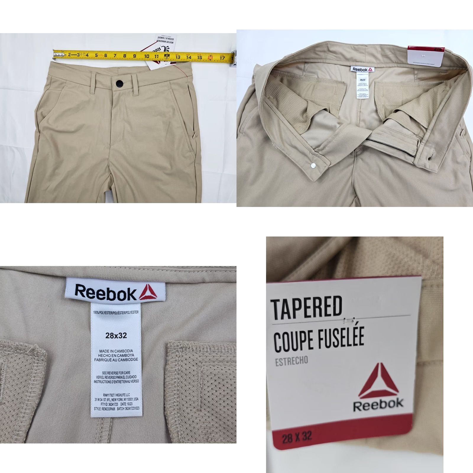 Reebok Reebok Anchor 5-Pocket Performance Pants Mens Tapered 28x32 Wicking NWT Beige Size US 28 / EU 44 - 8 Thumbnail