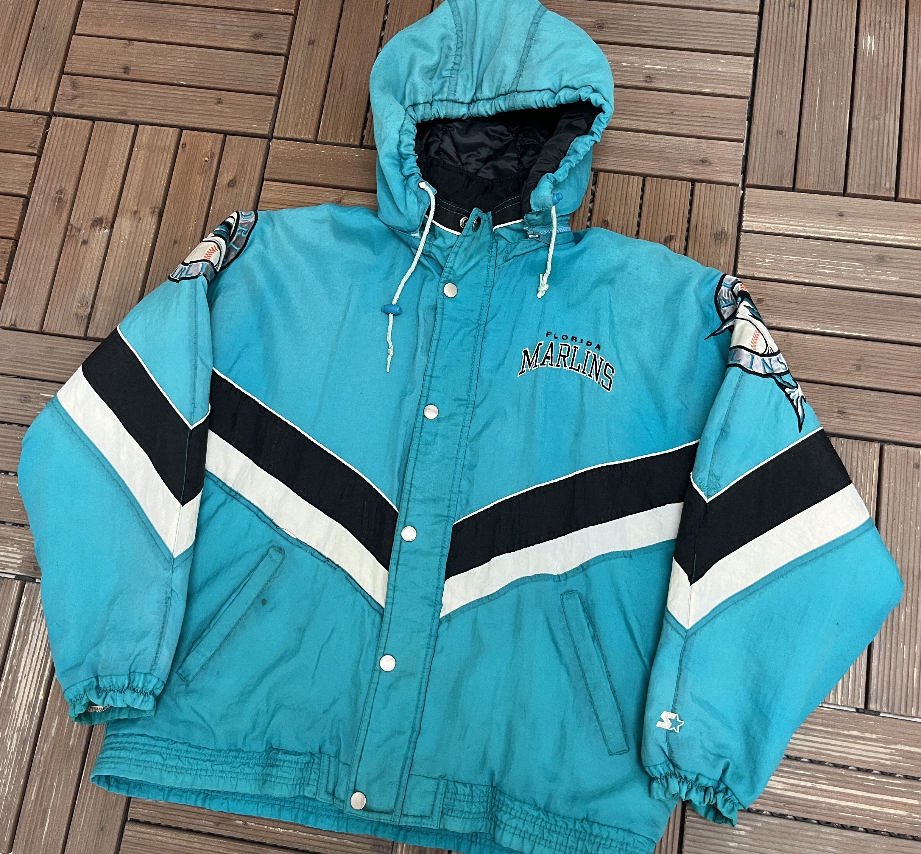 Starter × Vintage Florida Marlins Embroidered Vintage Teal Starter Jacket Size US L / EU 52-54 / 3 - 3 Thumbnail