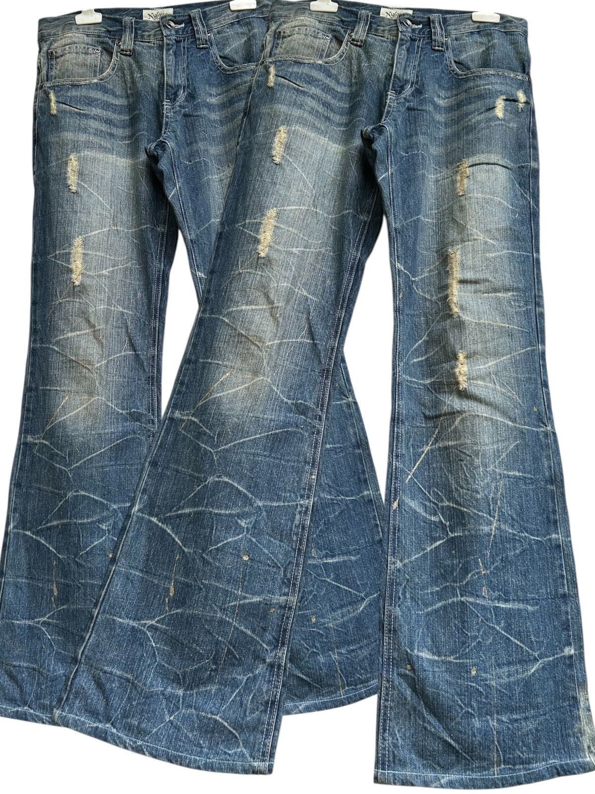 Japanese Brand × Kapital × Vintage Flare Nylaus Japanese Punk Style Distressed Denim Jeans Size US 30 / EU 46 - 1 Thumbnail