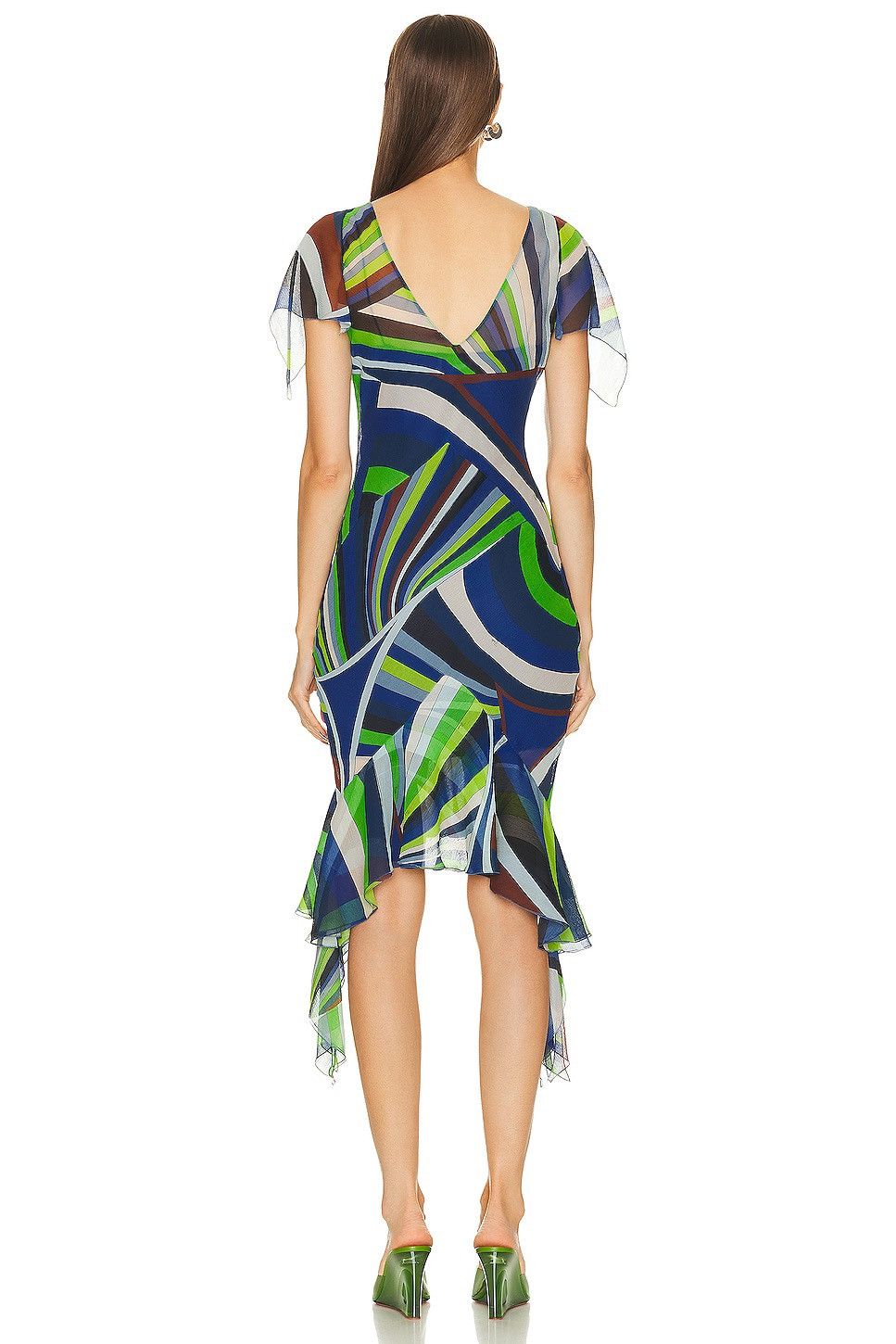 Emilio Pucci Emilio Pucci Ruffled Printed Silk Georgette Midi Dress Size XS / US 0-2 / IT 36-38 - 1 Thumbnail